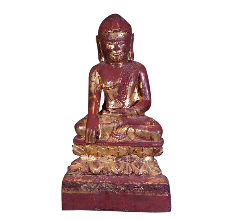 Large Antique Lotus Buddha Statue from Burma For Sale