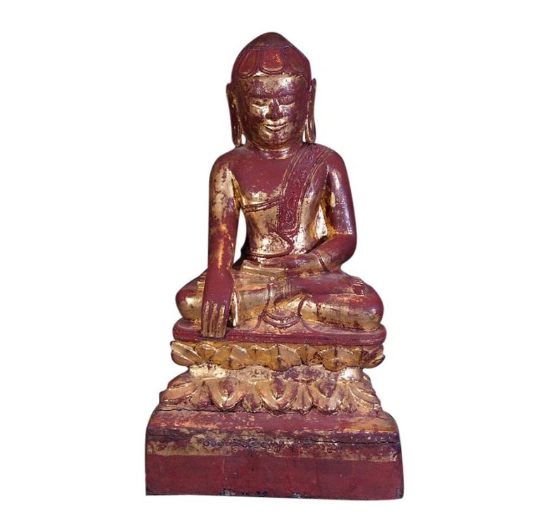 Large Antique Lotus Buddha Statue from Burma For Sale at 1stDibs