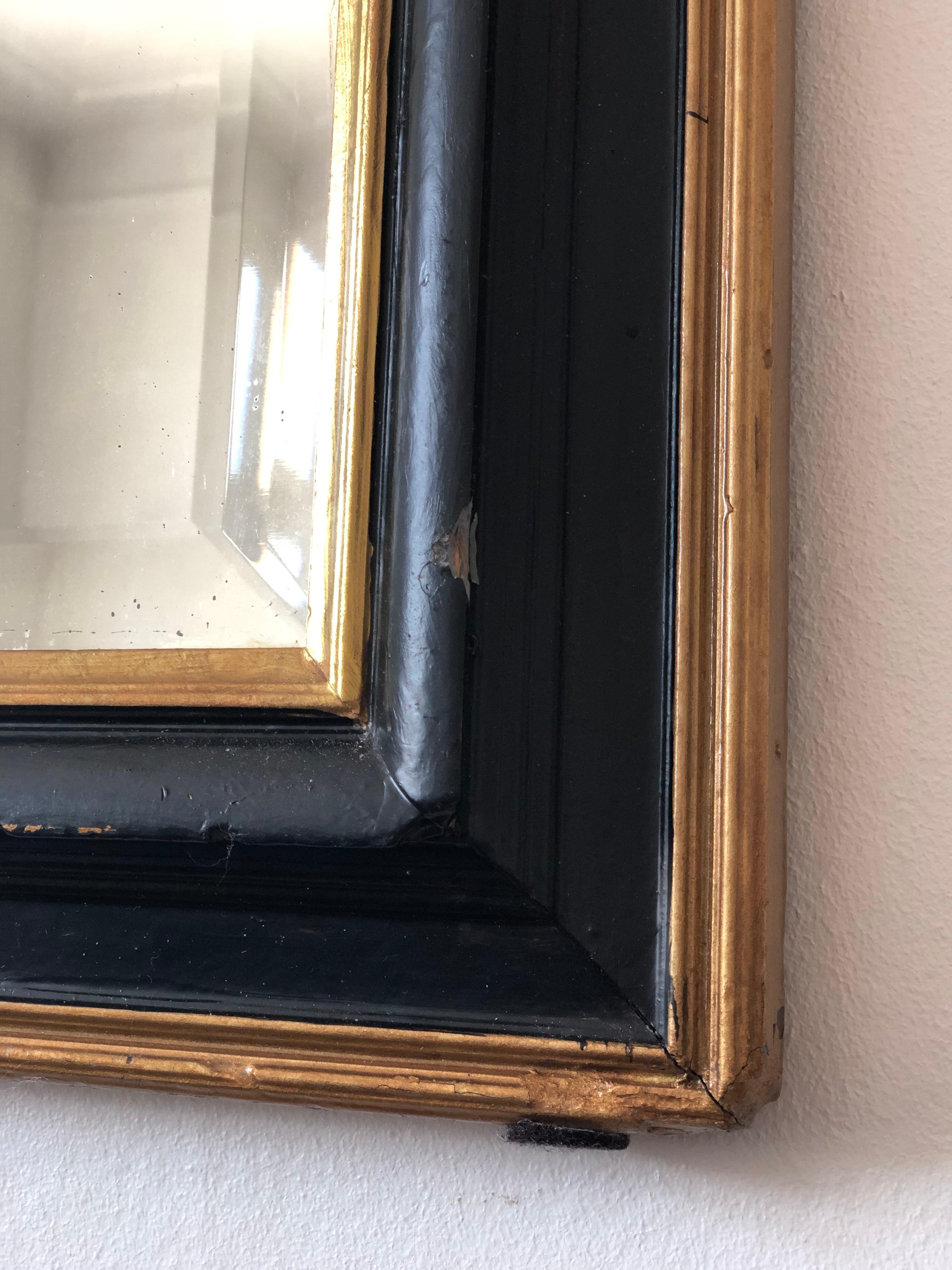 Großer antiker französischer Louis Philippe Spiegel in voller Länge in Schwarz und Gold, 19. (Französisch) im Angebot