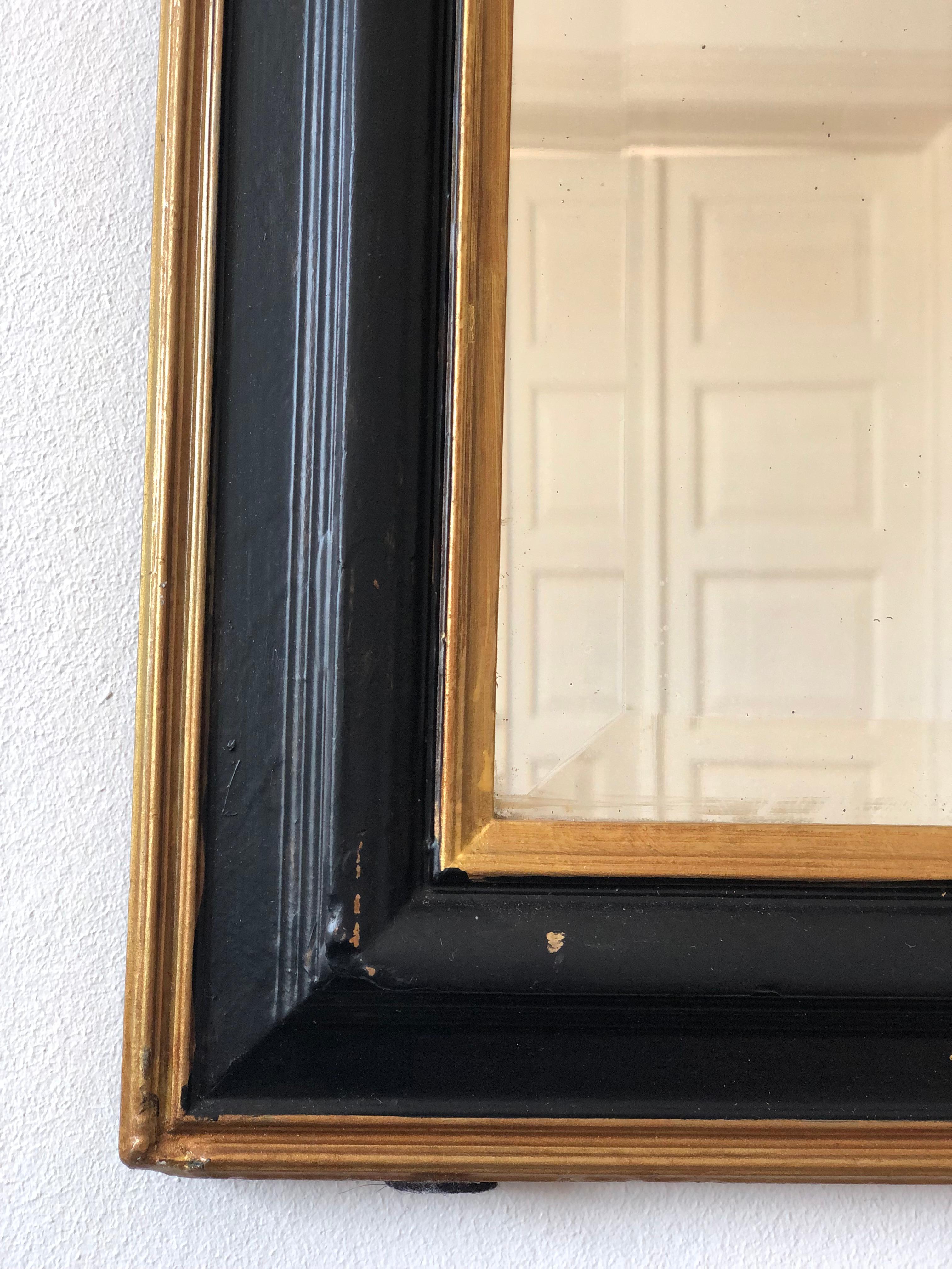 Großer antiker französischer Louis Philippe Spiegel in voller Länge in Schwarz und Gold, 19. (19. Jahrhundert) im Angebot