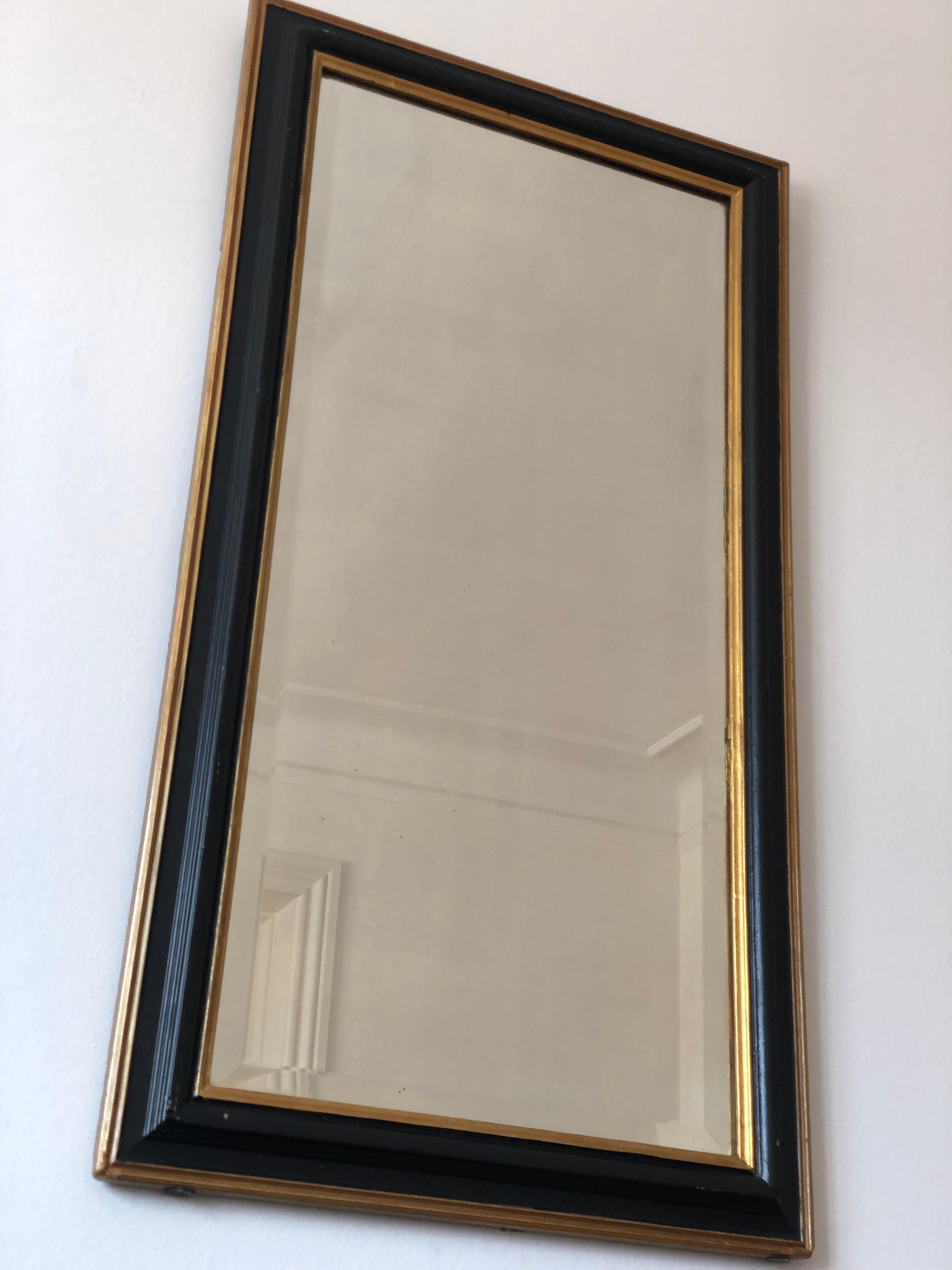 Großer antiker französischer Louis Philippe Spiegel in voller Länge in Schwarz und Gold, 19. im Angebot 1