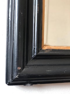 Large Antique Louis Philippe French Full Length Mirror in Black and Gold, Late 1