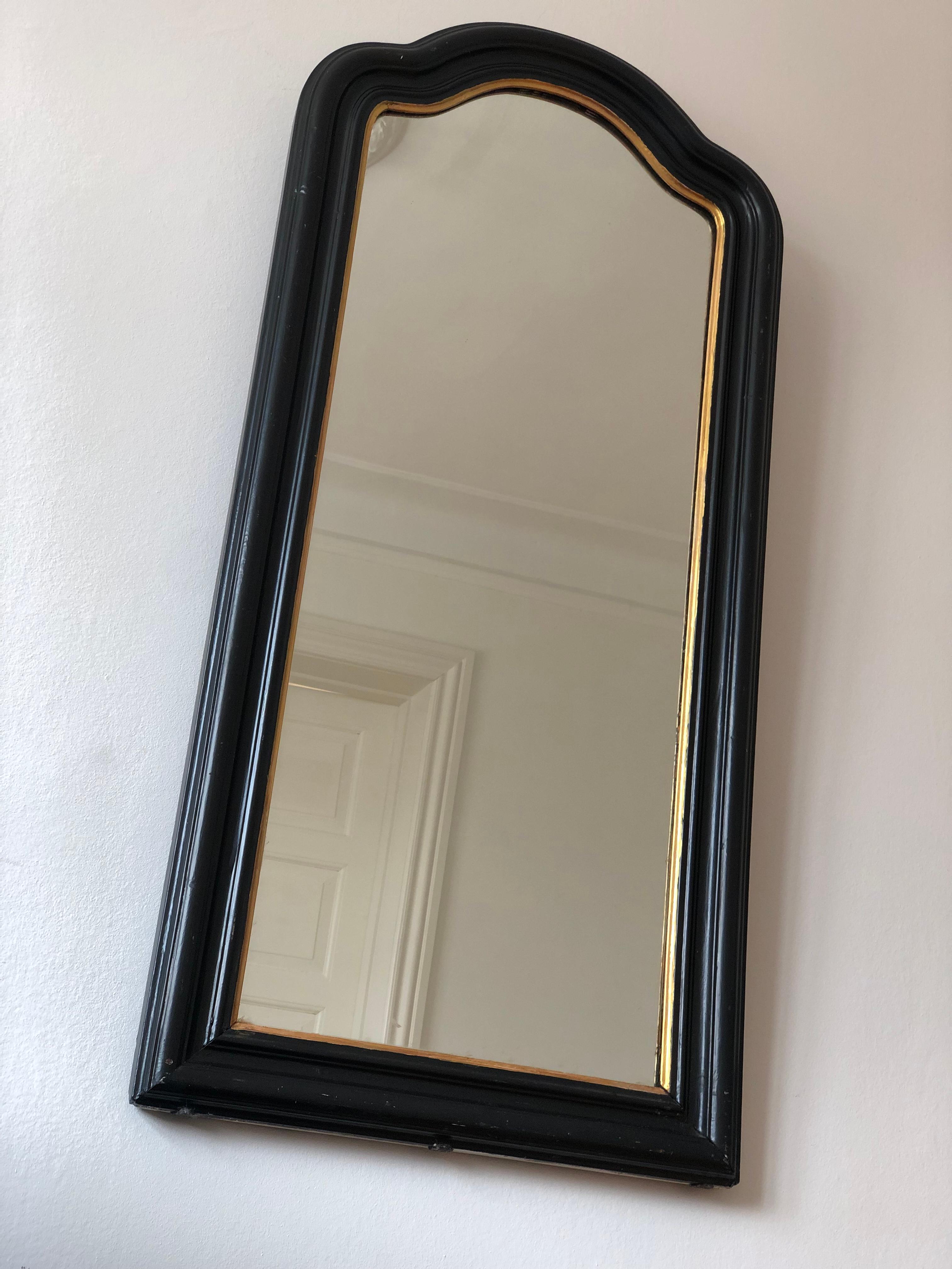Large Antique Louis Philippe French Full Length Mirror in Black and Gold, Late 1 For Sale 1