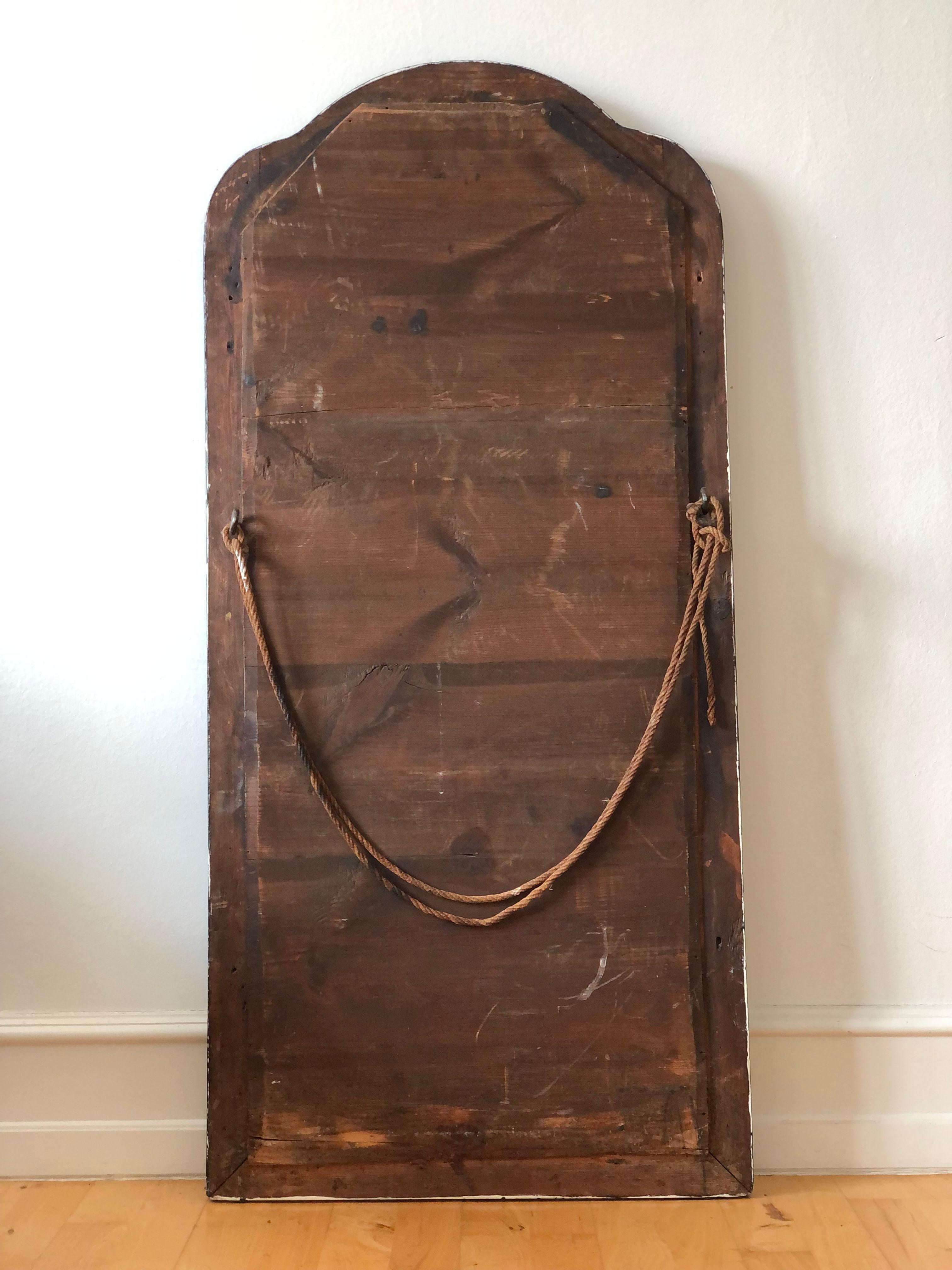 Large Antique Louis Philippe French Full Length Mirror in Black and Gold, Late 1 For Sale 2