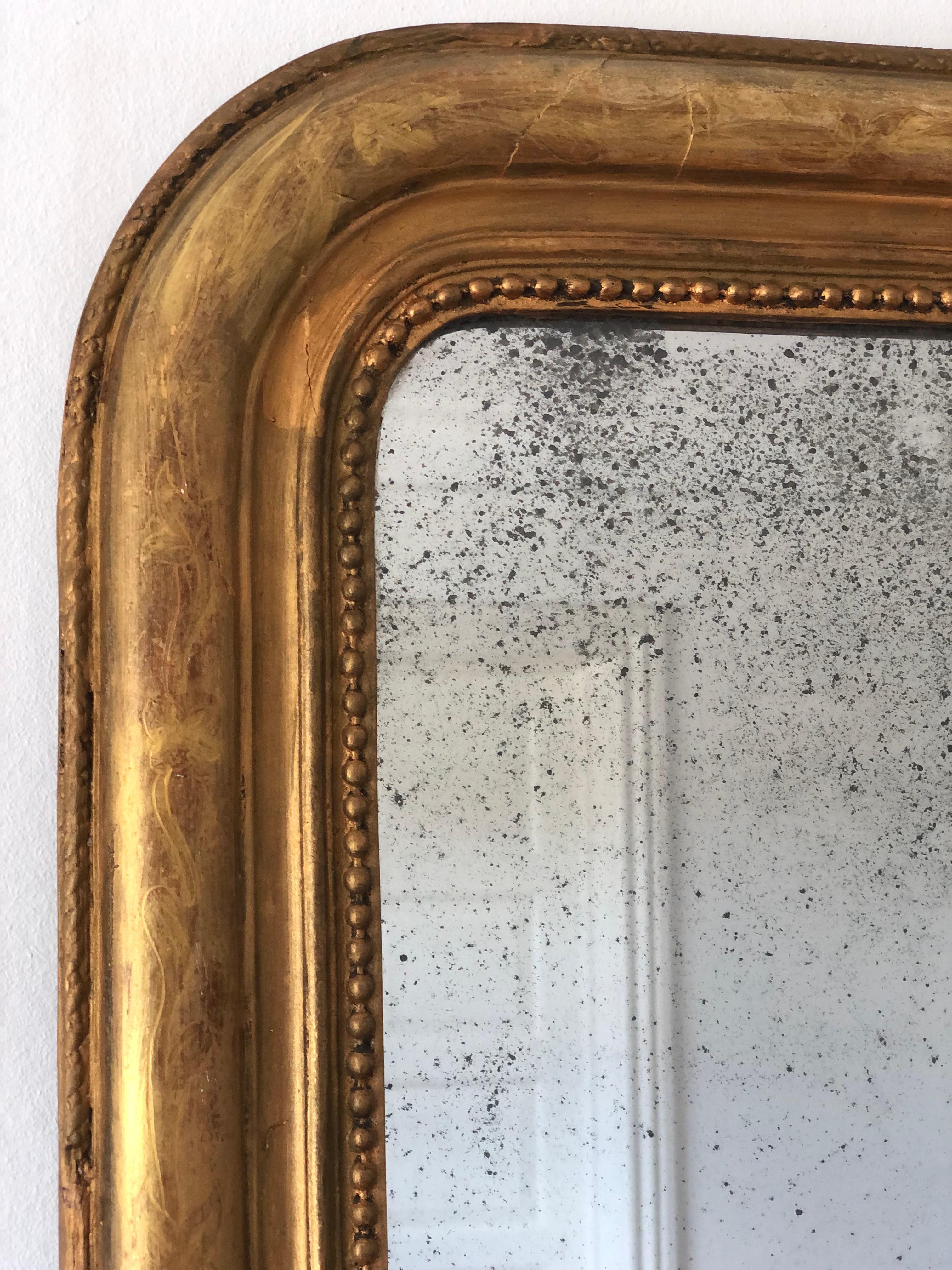 Luigi Filippo Grande specchio in legno dorato di Antique French della fine del XIX secolo in vendita