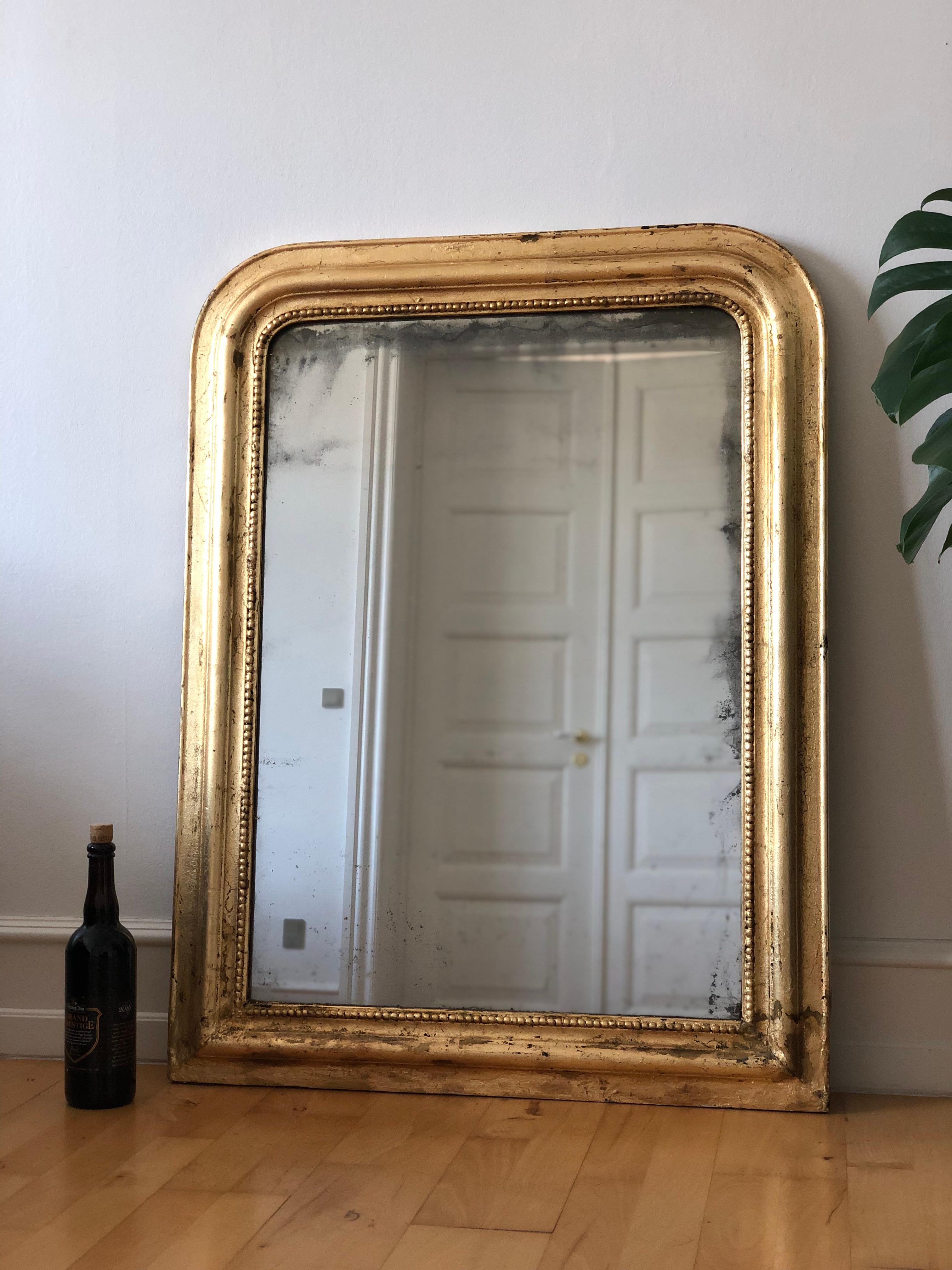 Francese Grande specchio in legno dorato di Antique French della fine del XIX secolo in vendita