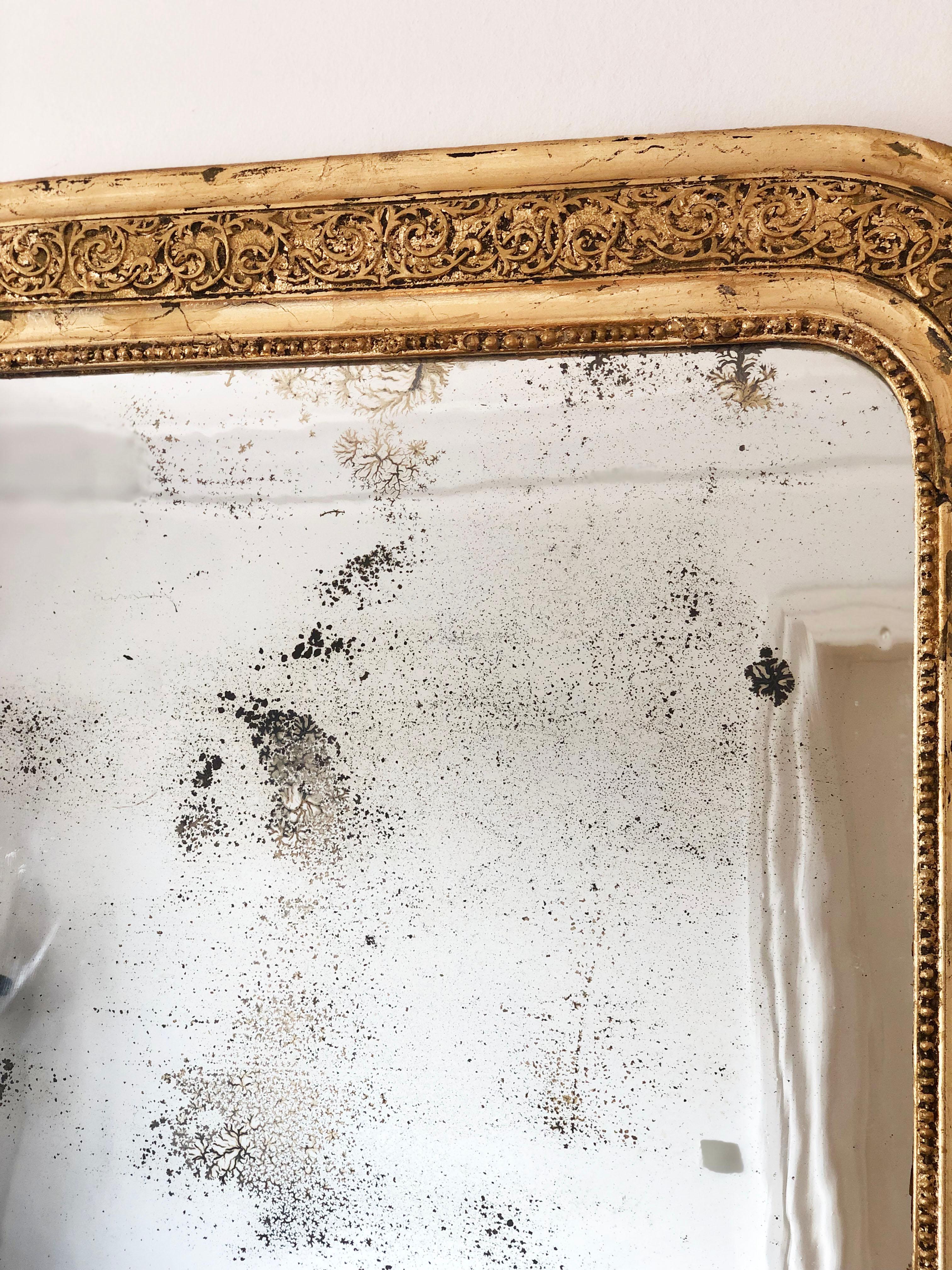 Large Antique Louis Philippe French Giltwood Mirror Late 19th Century For Sale 1