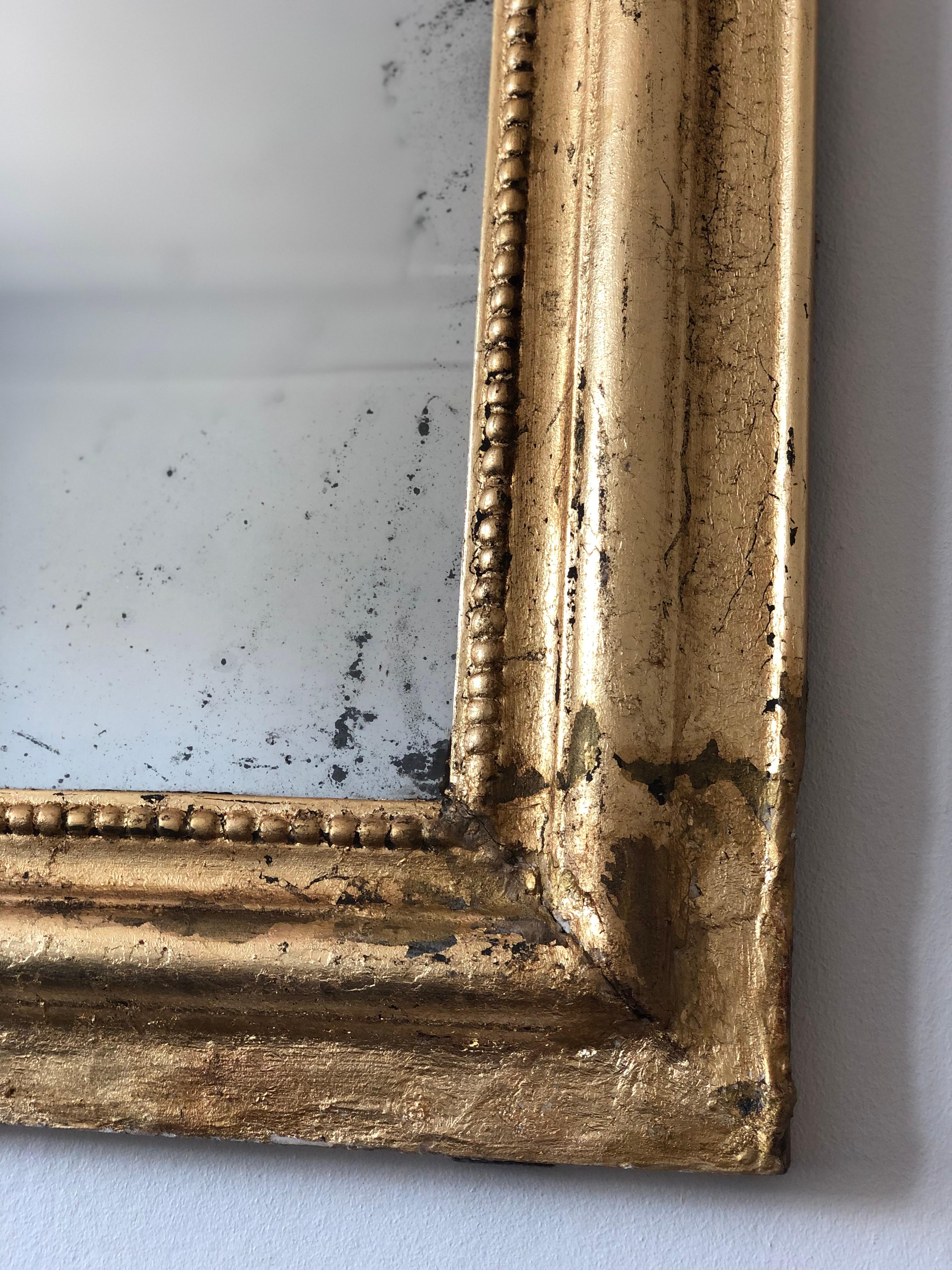 Dorato Grande specchio in legno dorato di Antique French della fine del XIX secolo in vendita