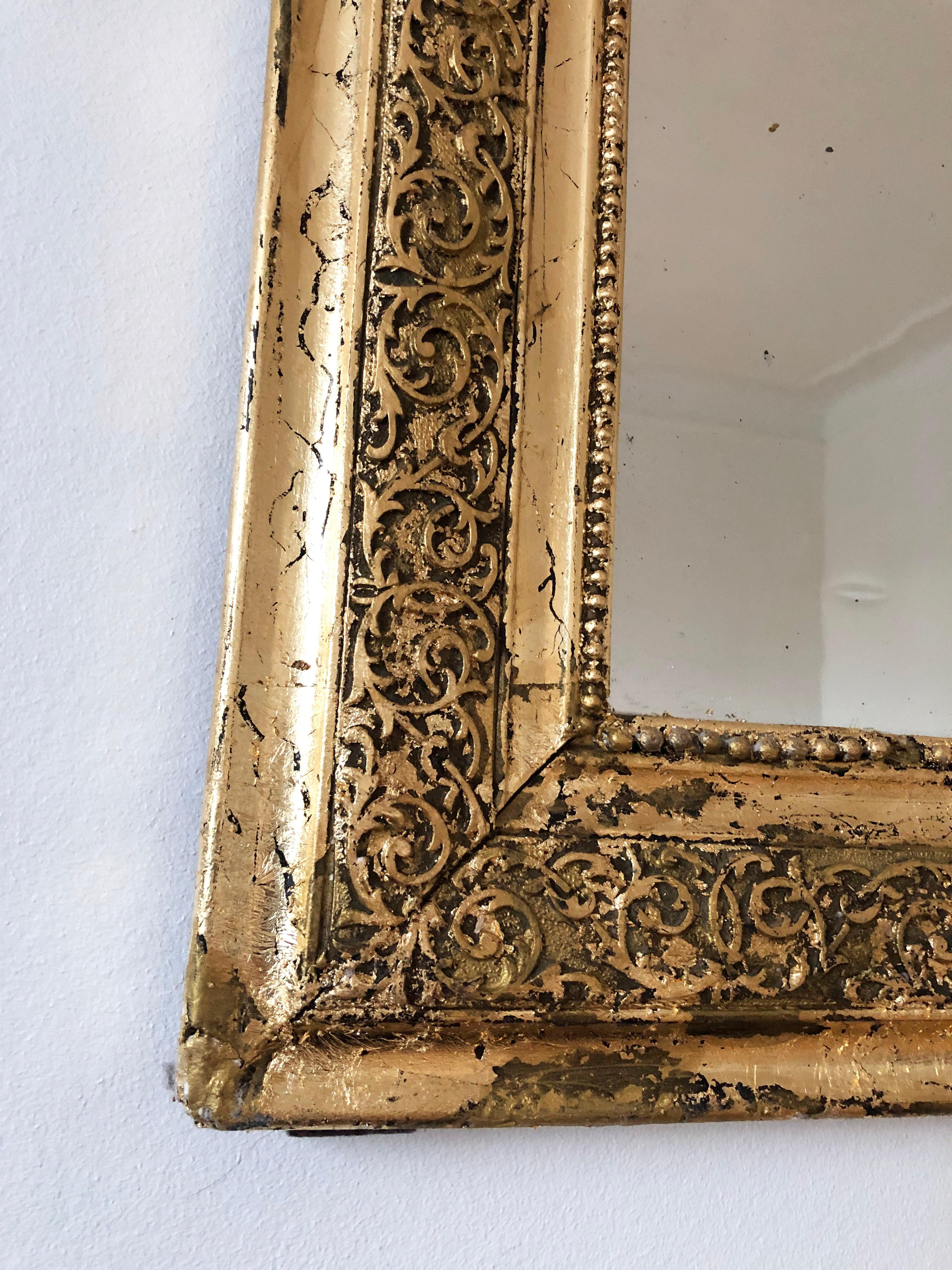 Large Antique Louis Philippe French Giltwood Mirror Late 19th Century For Sale 2
