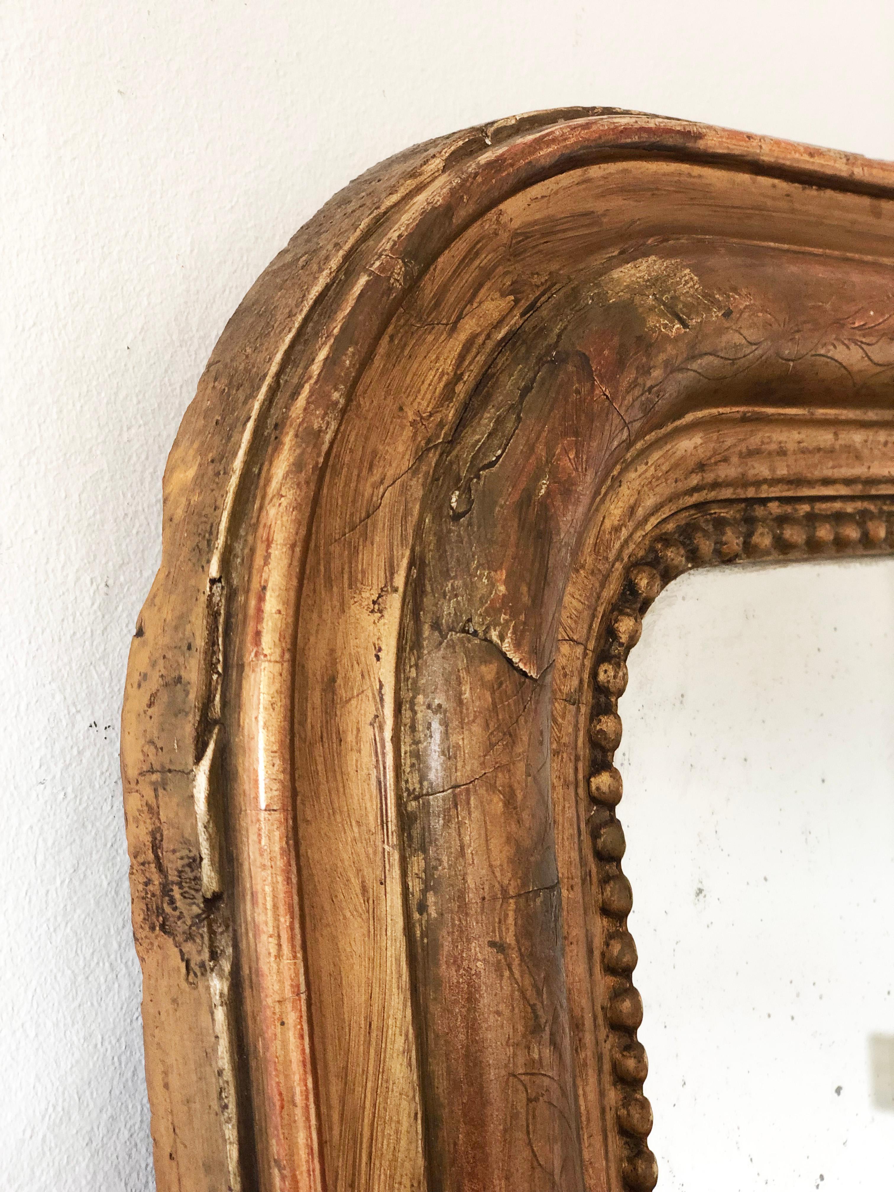 Miroir Grand miroir ancien en bois doré de Louis Philippe French Fin du 19ème siècle en vente