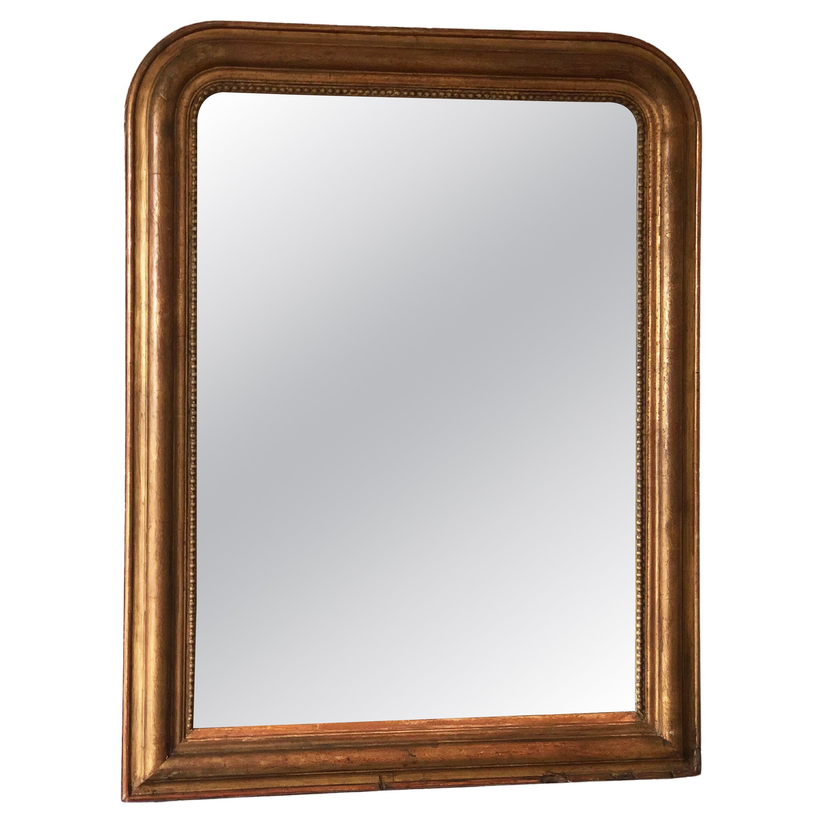 Large Antique Louis Philippe French Giltwood Mirror Late 19th Century