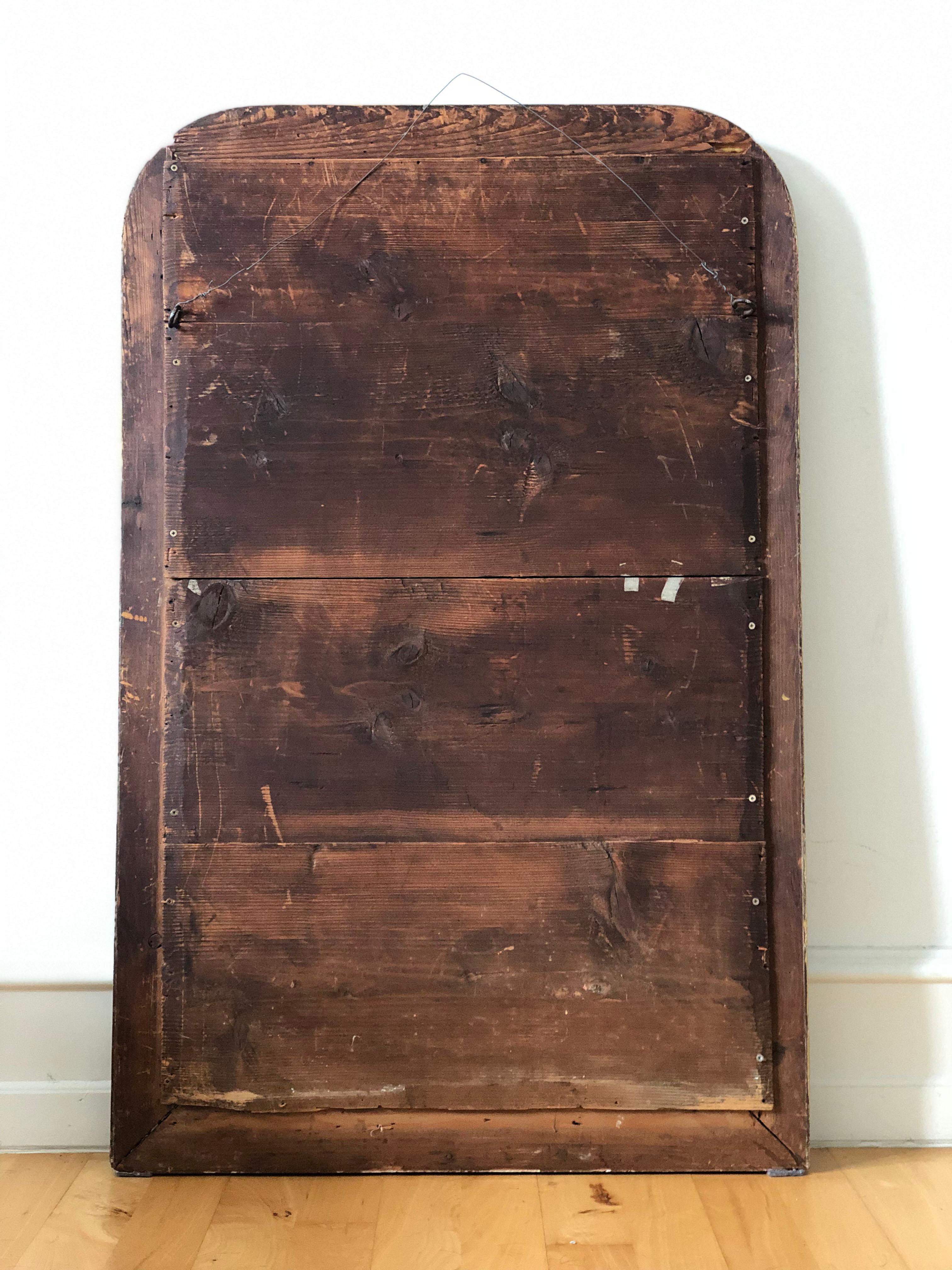 Large Antique Louis Philippe French Mirror in Black and Gold, Late 19th Century For Sale 3