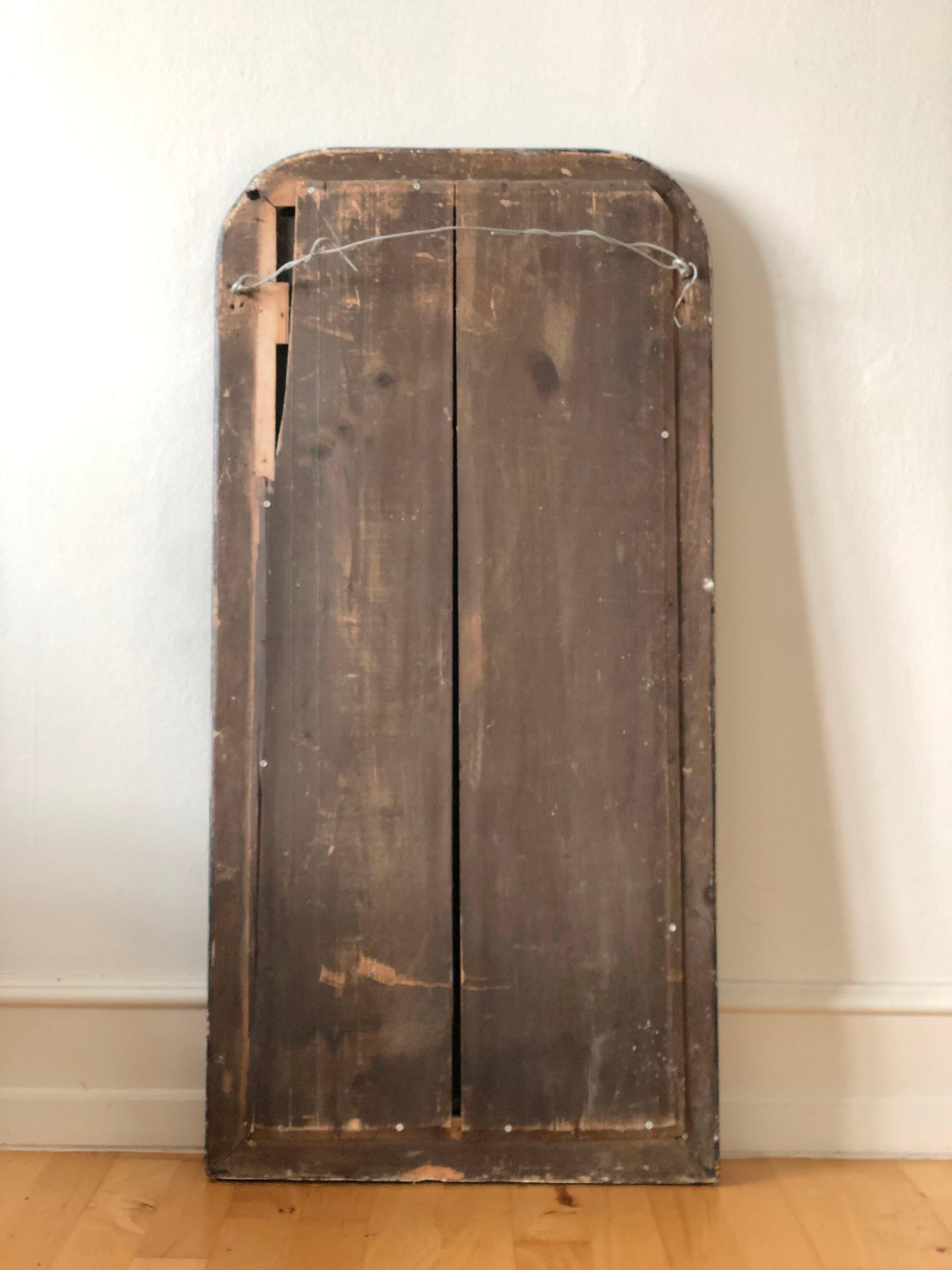 Large Antique Louis Philippe French Mirror in Black and Gold, Late 19th Century For Sale 3