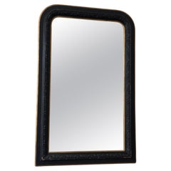 Large Antique Louis Philippe French Mirror in Black and Gold, Late 19th Century
