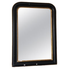 Large Antique Louis Philippe French Mirror in Black and Gold, Late 19th Century