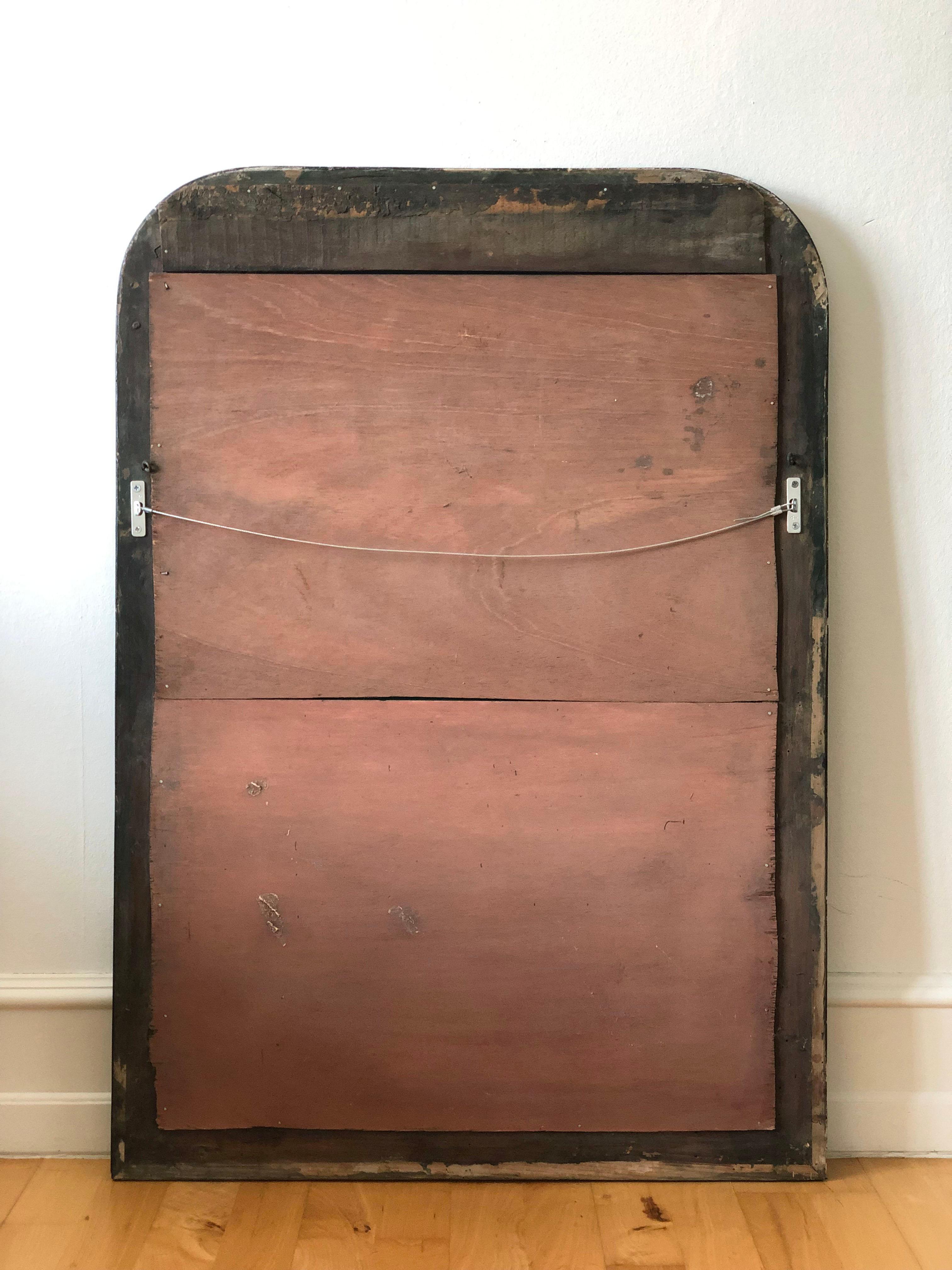 Grande Antique Mirror francese Louis Philippe in nero e argento Fine XIX secolo in vendita 1
