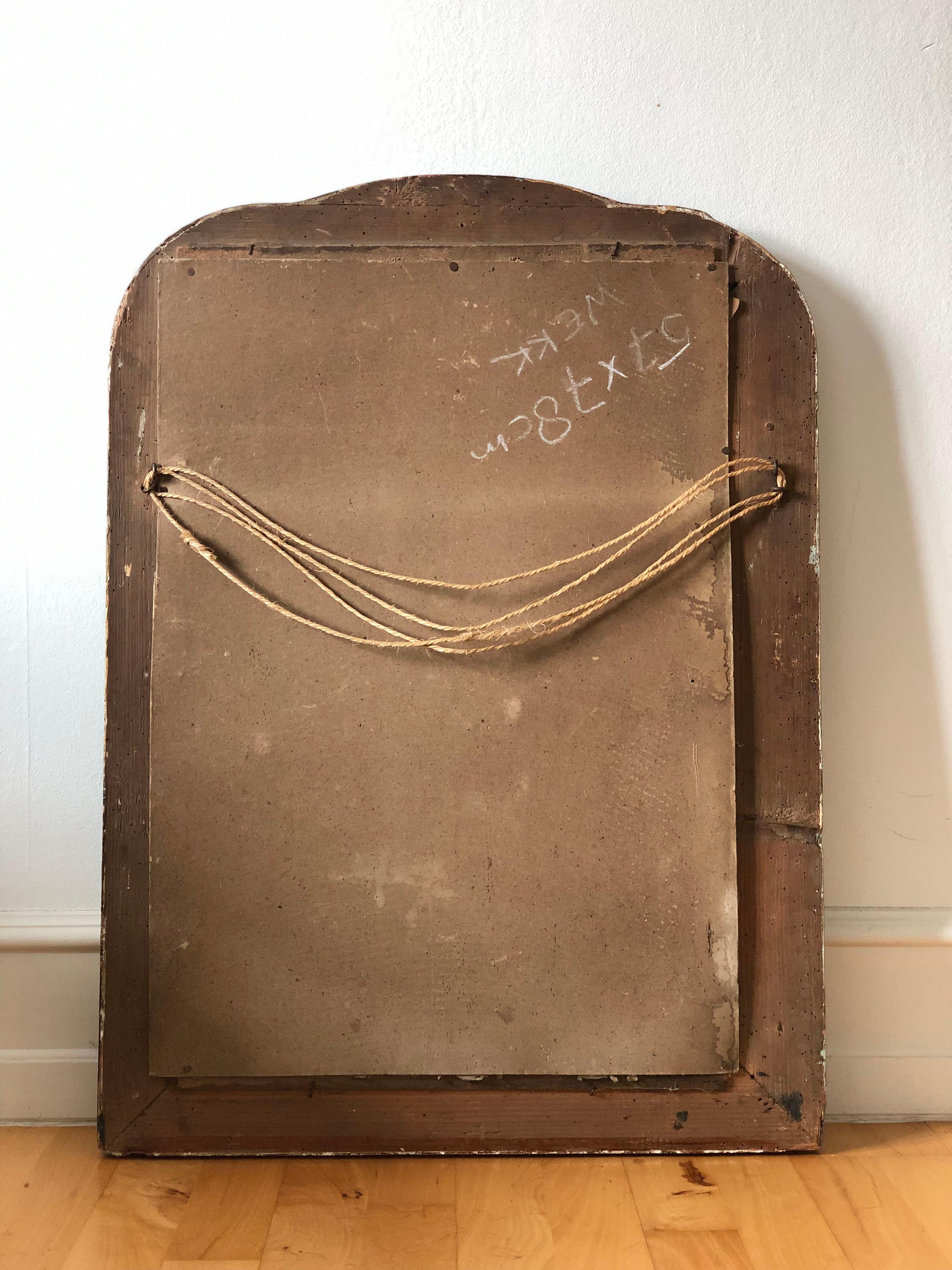 Large Antique Louis Philippe French Mirror in Green and Gold, Late 19th Century For Sale 3