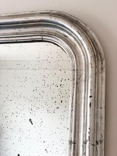 Grand Antique Louis Philippe French Mirror in Silver, fin du 19e siècle