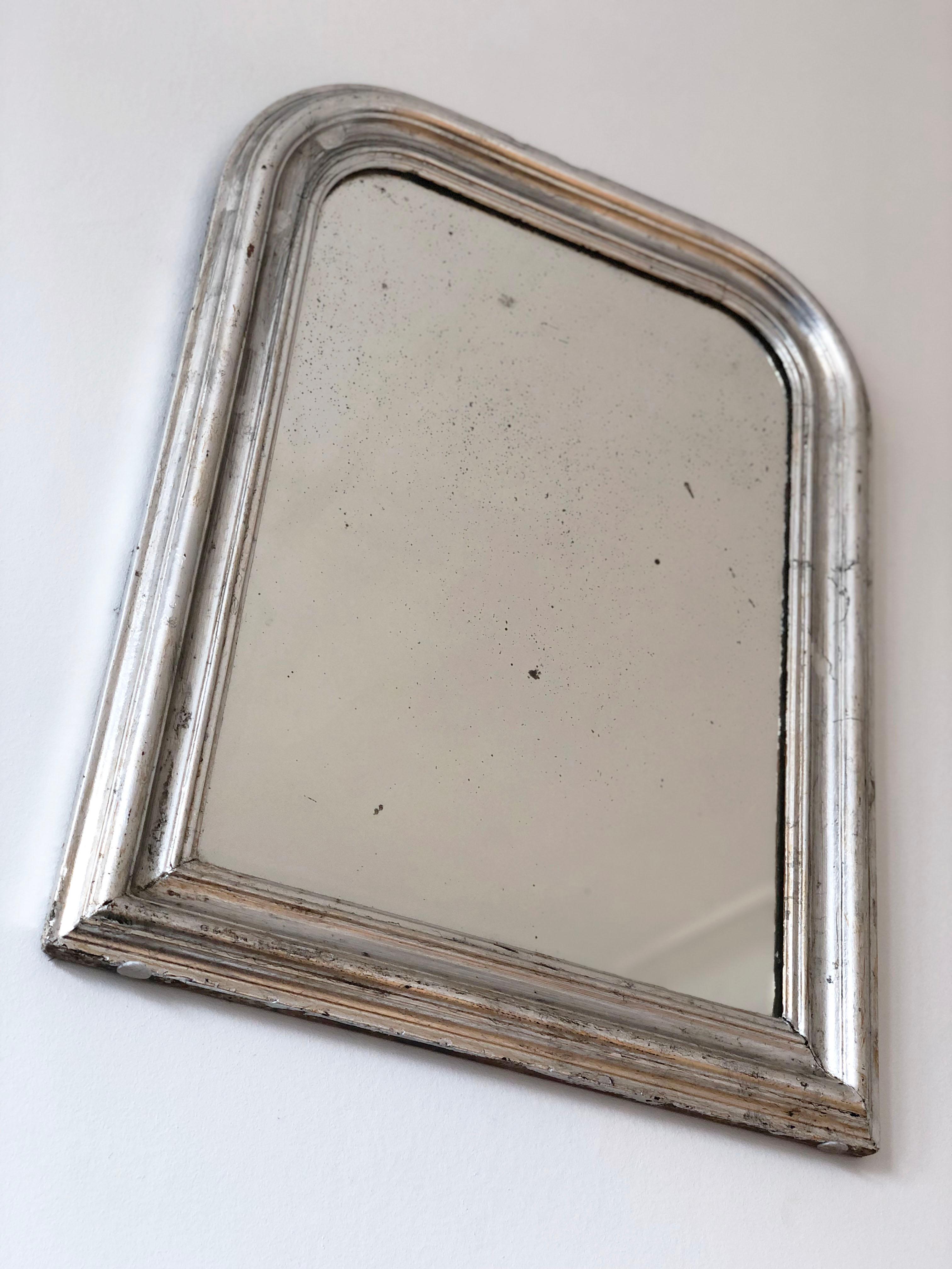 Large Antique Louis Philippe French Mirror in Silver, Late 19th Century In Good Condition For Sale In Sakskøbing, DK