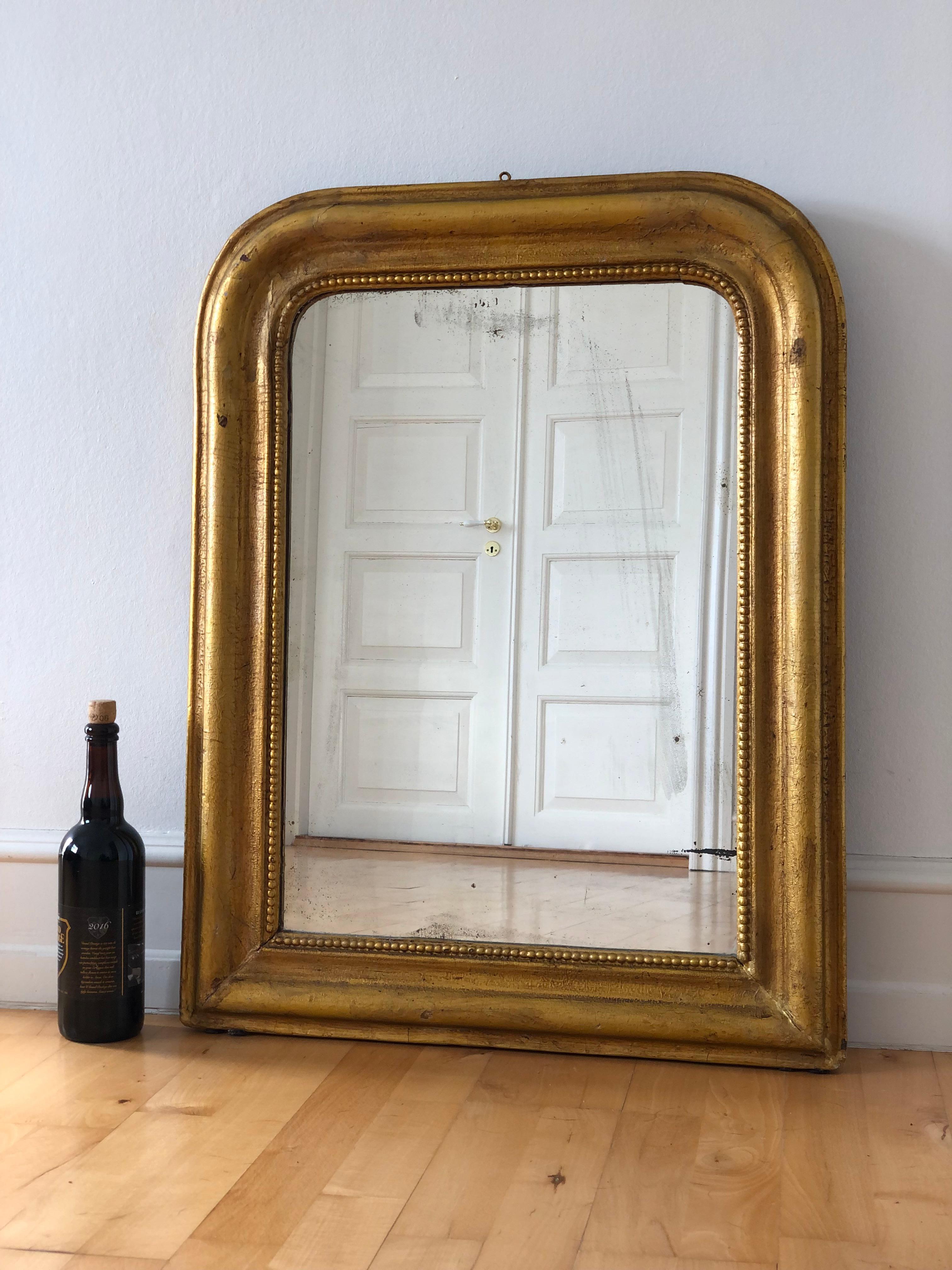 Large Antique Louis Philippe Giltwood Mirror France Late 19th Century In Good Condition In Sakskøbing, DK