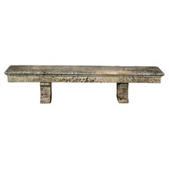 Large Antique Louis Style Limestone Garden Bench