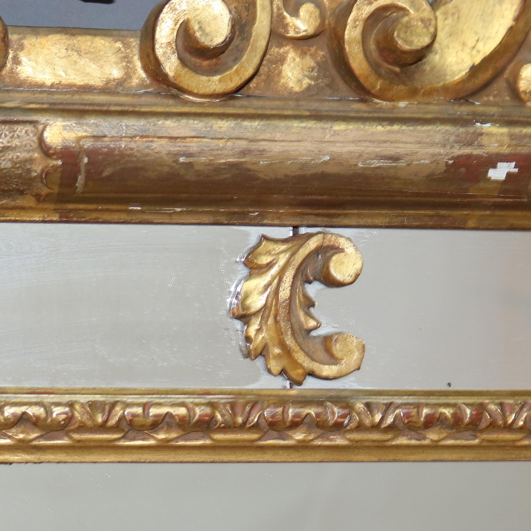 Large Antique Louis XIV Style Giltwood Parclose Foliate Form Wall Mirror C1920 6