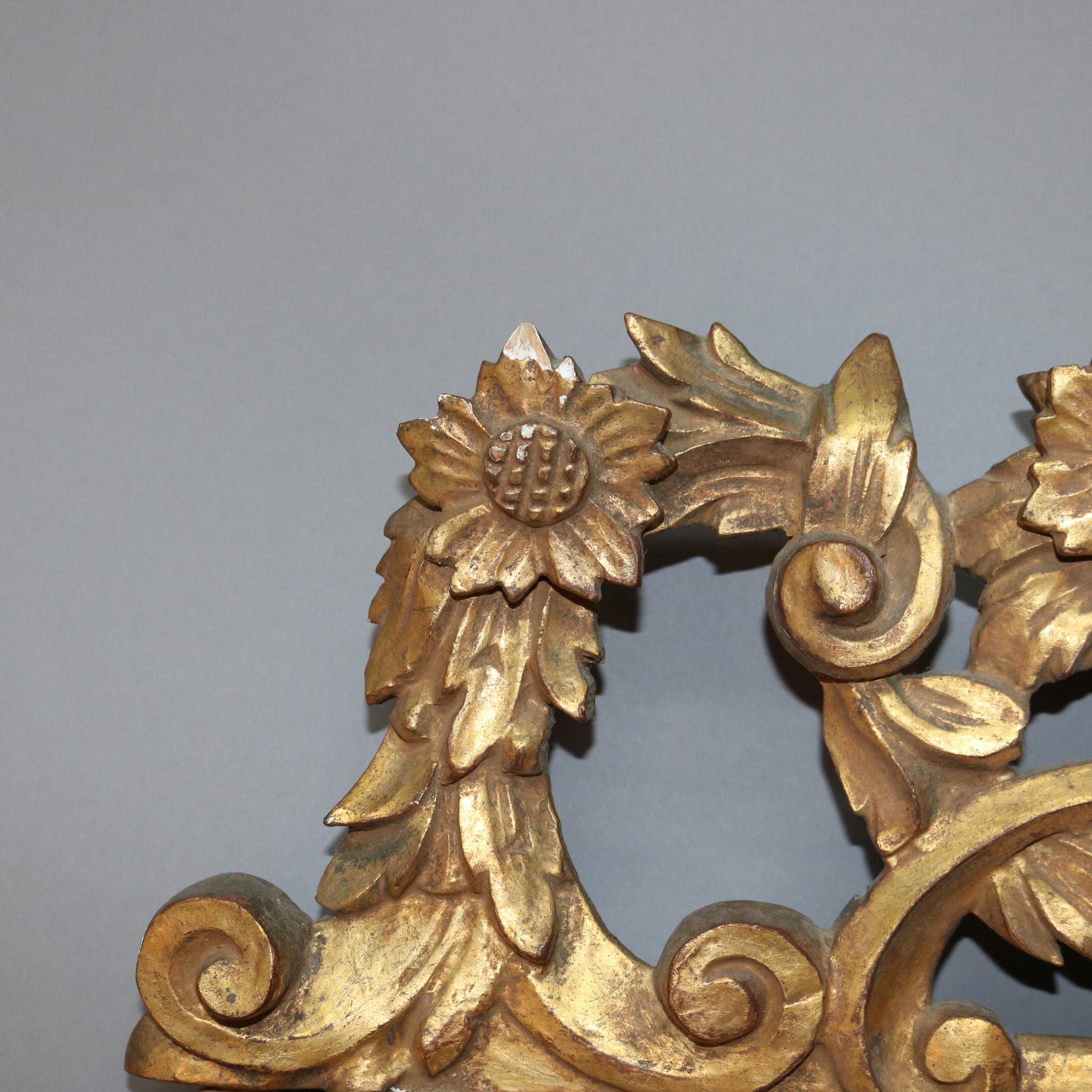 Large Antique Louis XIV Style Giltwood Parclose Foliate Form Wall Mirror C1920 7