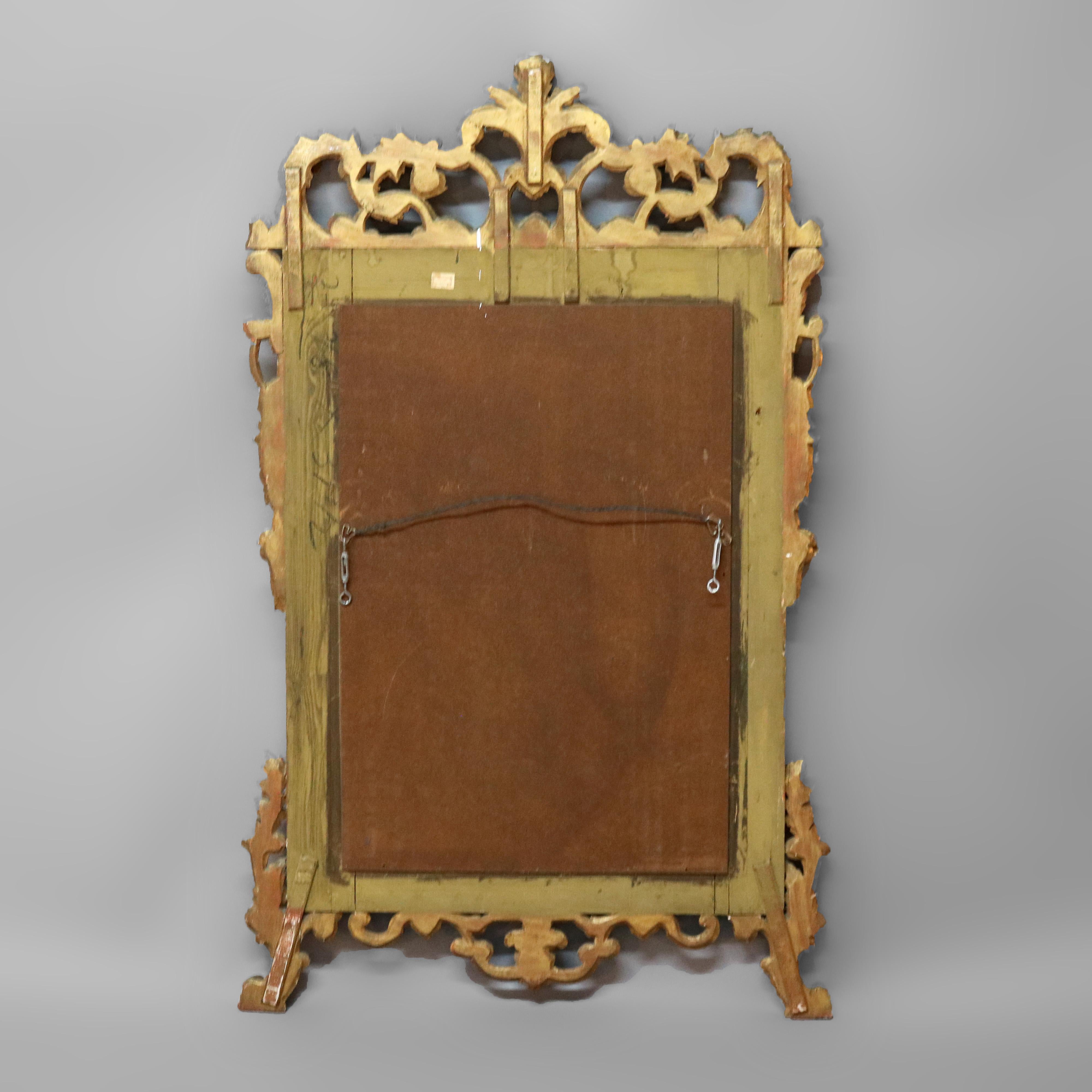 Large Antique Louis XIV Style Giltwood Parclose Foliate Form Wall Mirror C1920 8