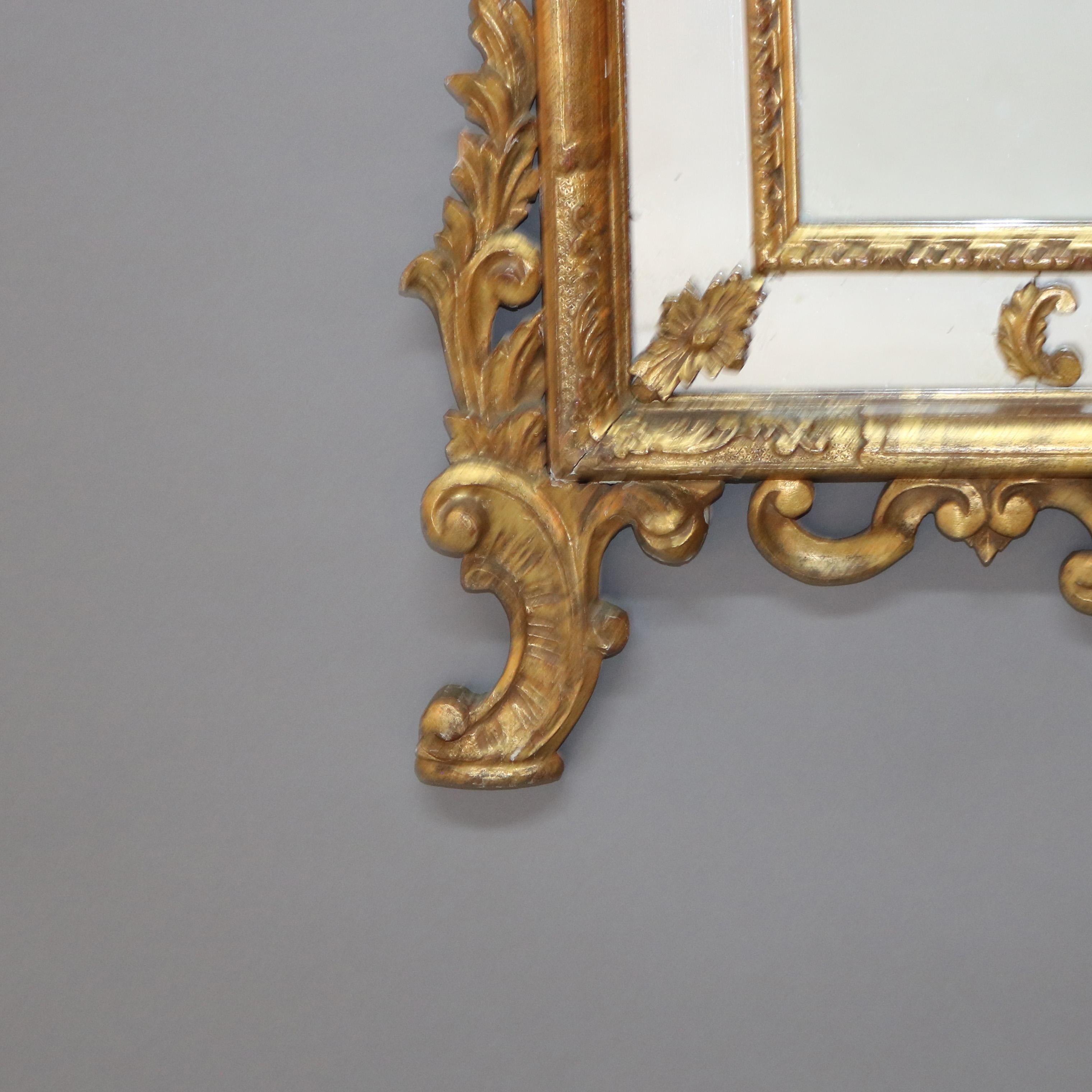 Large Antique Louis XIV Style Giltwood Parclose Foliate Form Wall Mirror C1920 1