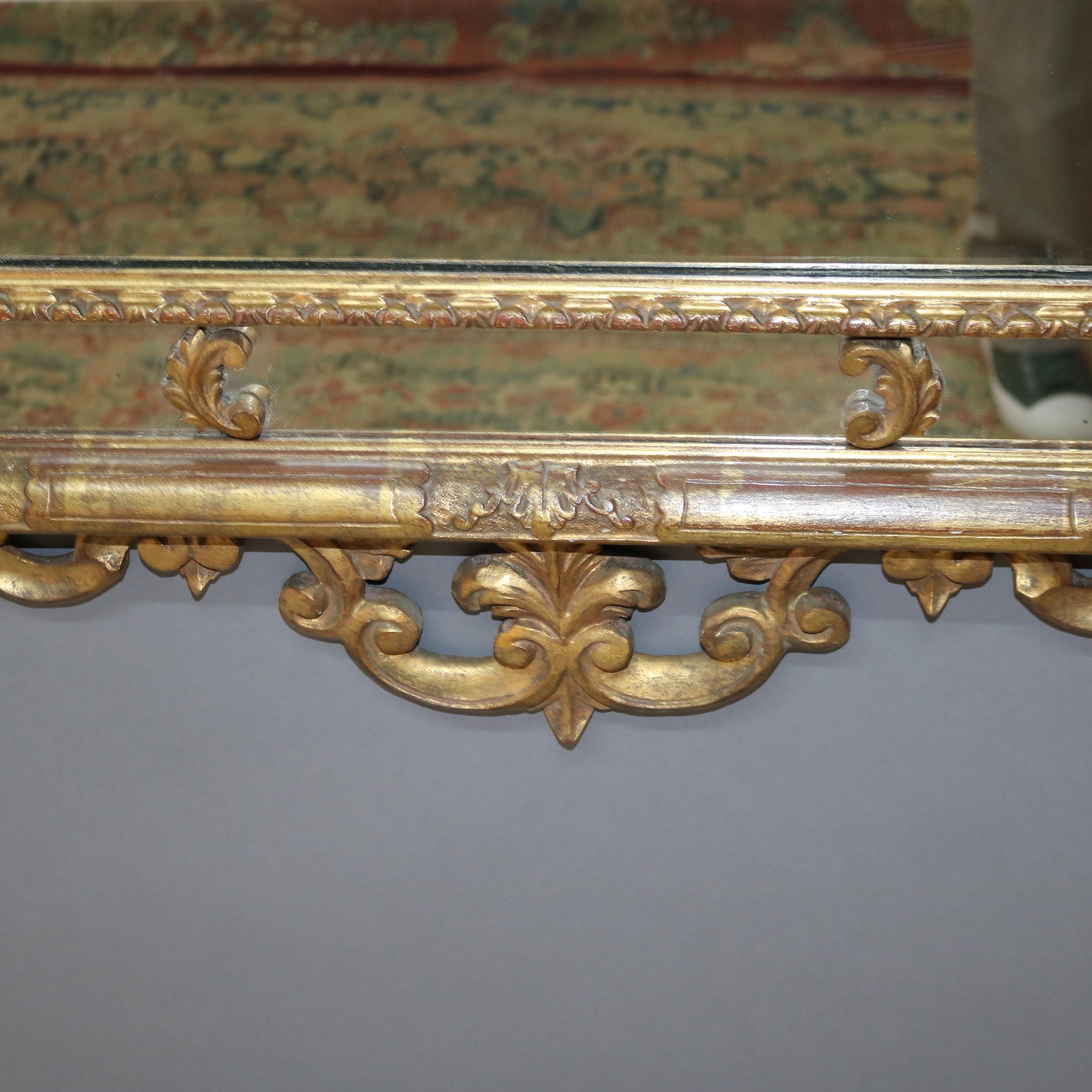 Large Antique Louis XIV Style Giltwood Parclose Foliate Form Wall Mirror C1920 4