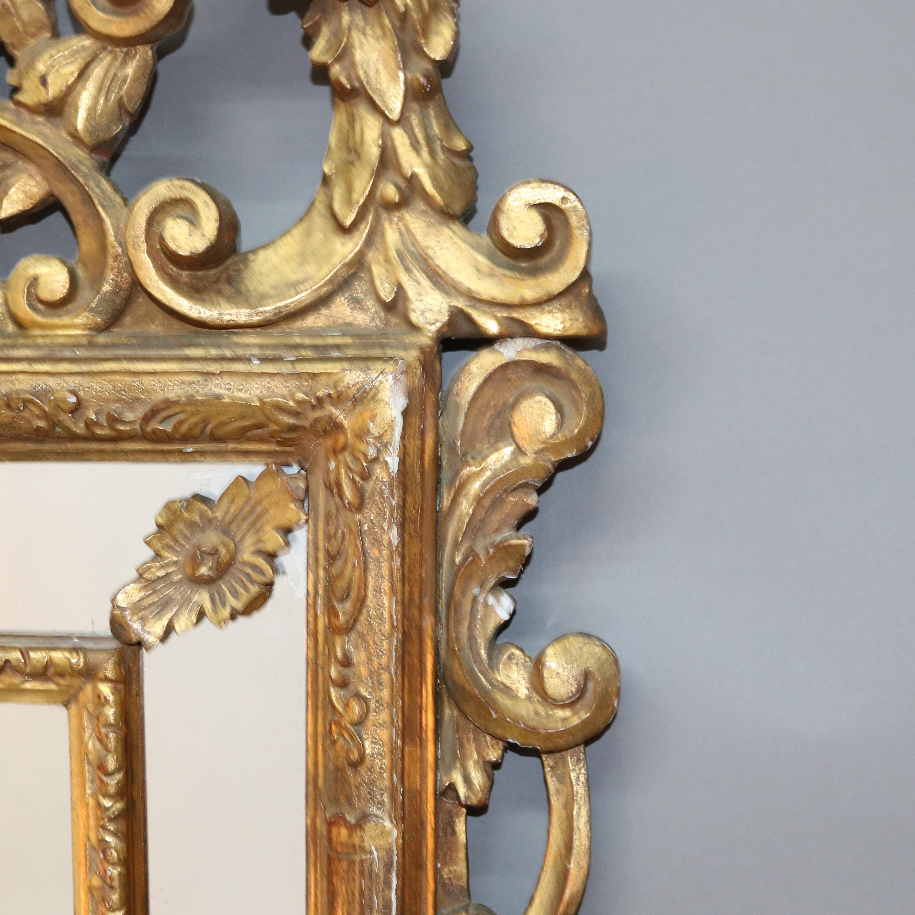 Large Antique Louis XIV Style Giltwood Parclose Foliate Form Wall Mirror C1920 5
