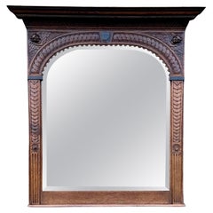 Grande Antique Mirror da parete rinascimentale magnificamente intagliato con angeli