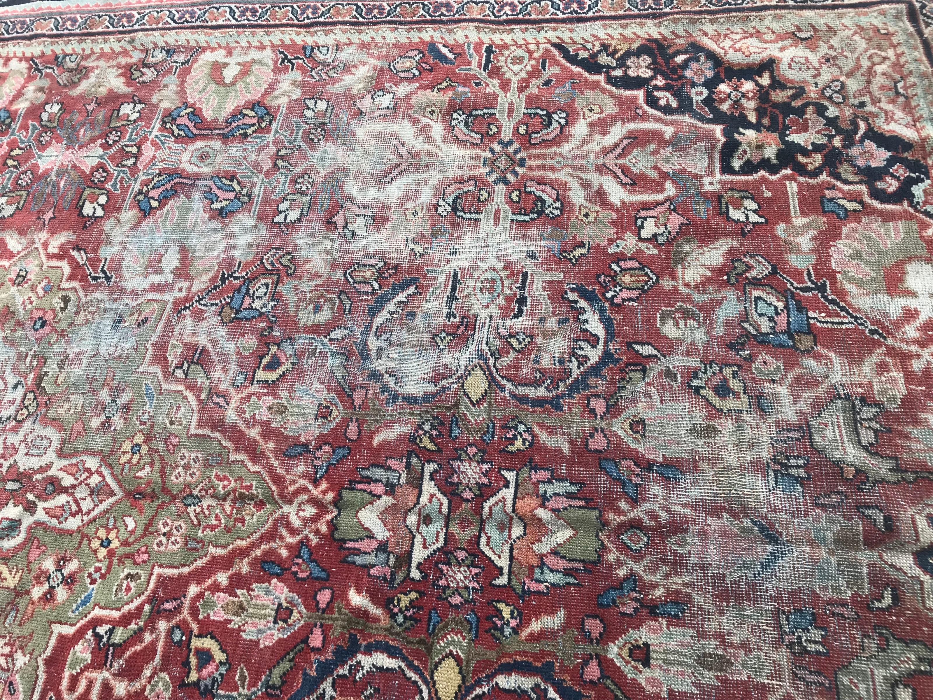 Sultanabad Large Antique Mahal Rug For Sale