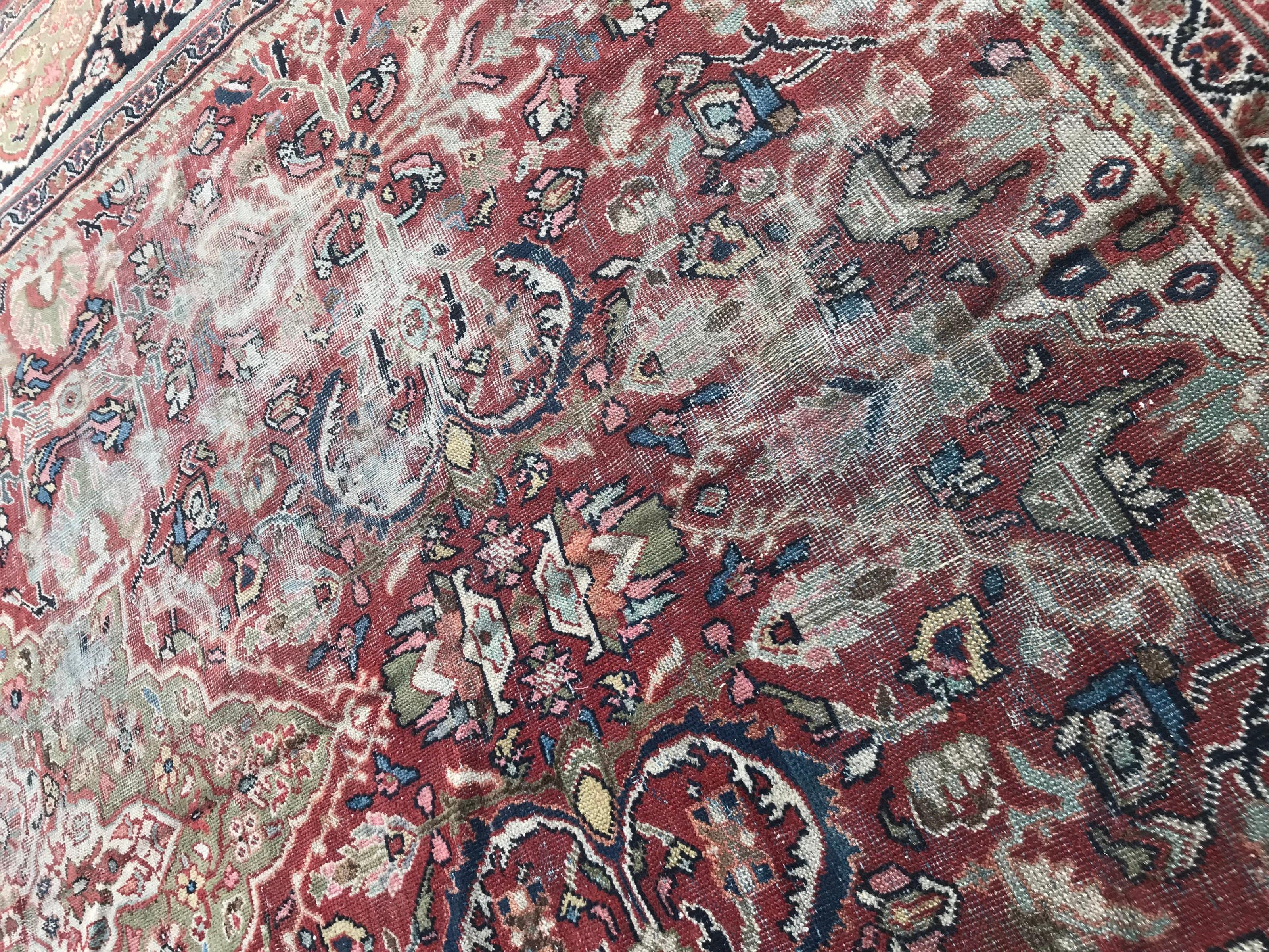 Central Asian Large Antique Mahal Rug For Sale