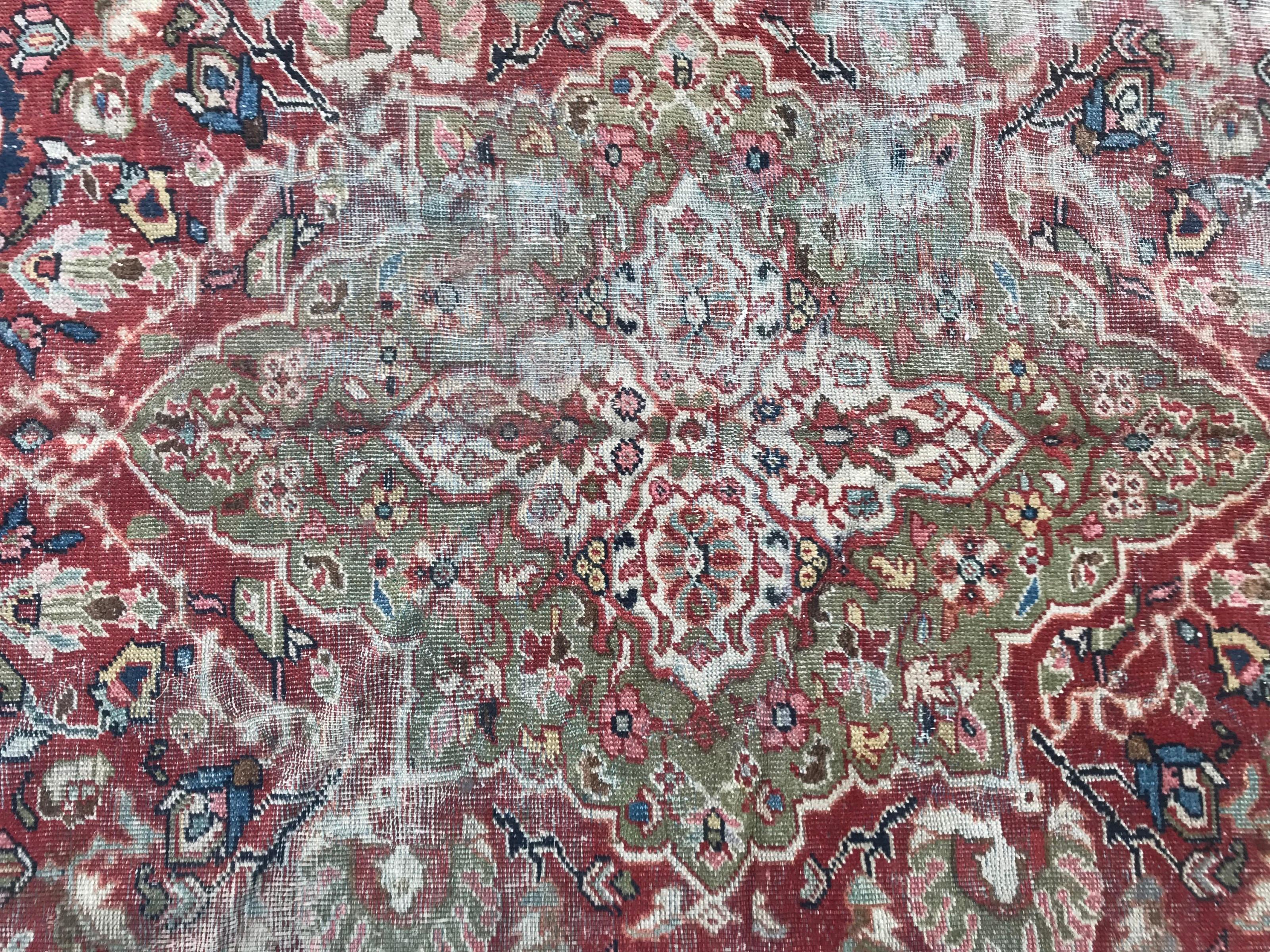 Wool Large Antique Mahal Rug For Sale