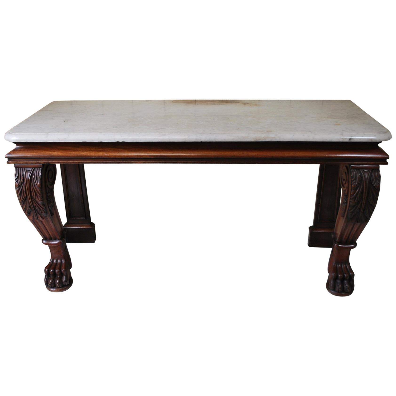 Large antique mahogany 19th century English Country House Console / hall Table  For Sale