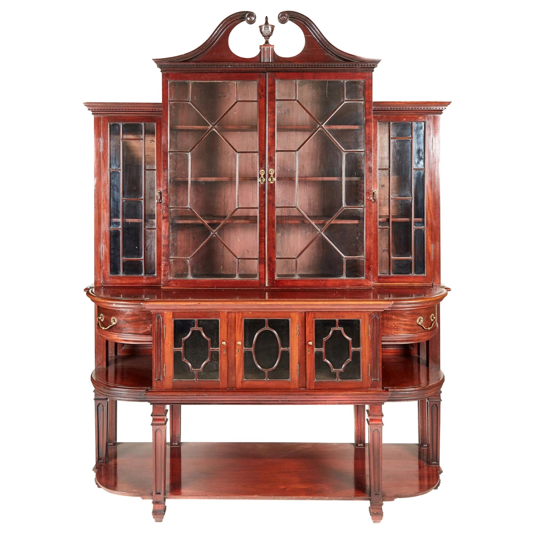 Large Antique Mahogany Astragal Glazed Breakfront Bookcase For Sale