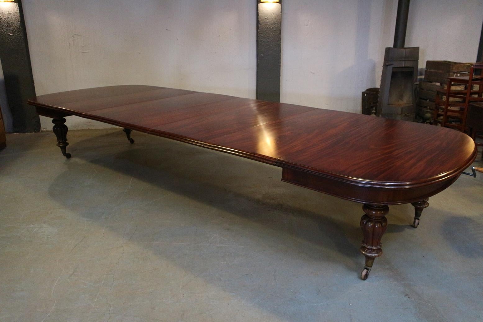 Large Antique Mahogany Dining Table / Conference Table 8