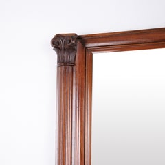Large Antique Mahogany Mirror with Columns and Carved Details from the 19th Cent
