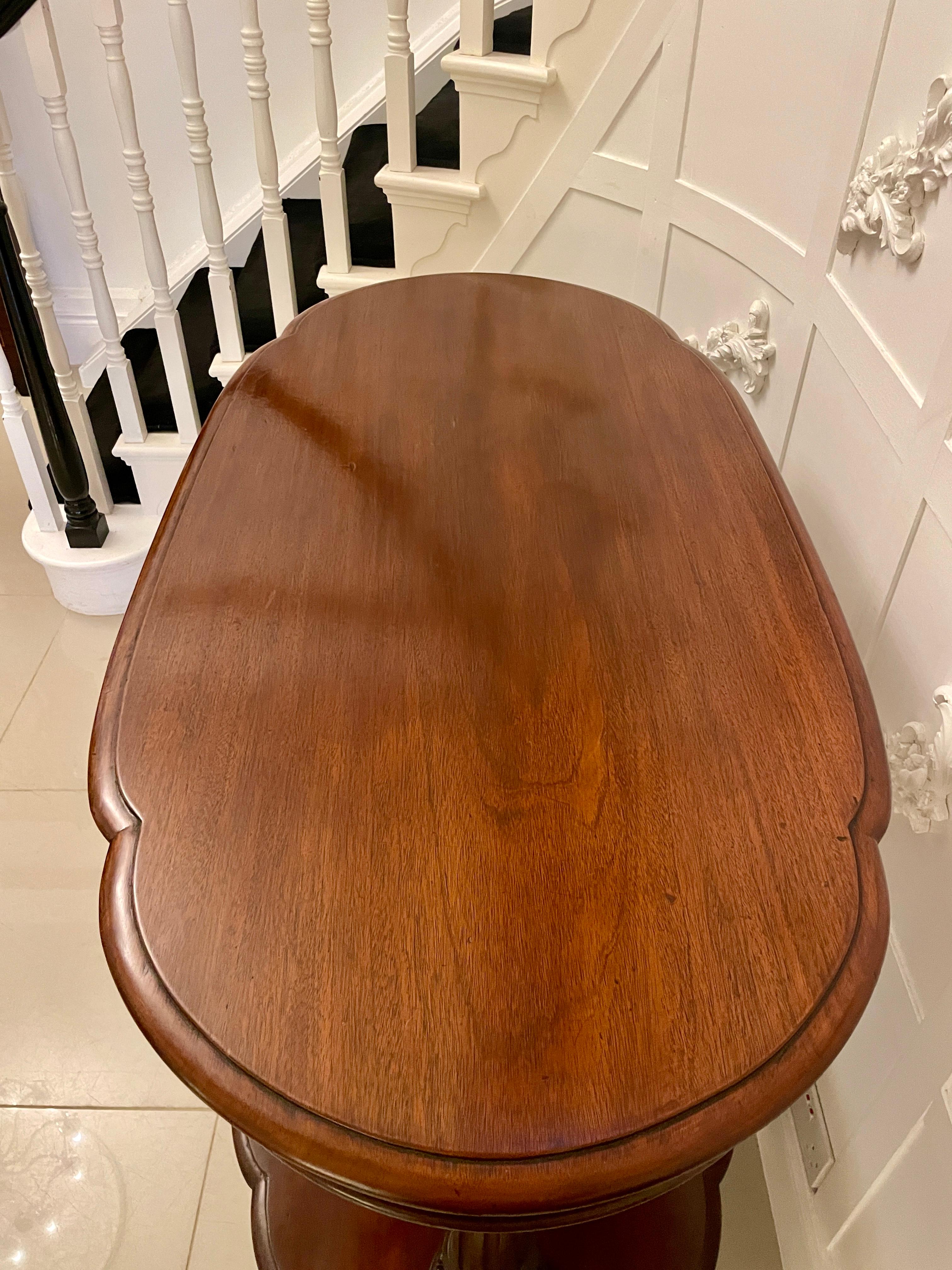 Large Antique Mahogany Oval Shaped Freestanding Serving/Console Table For Sale 6