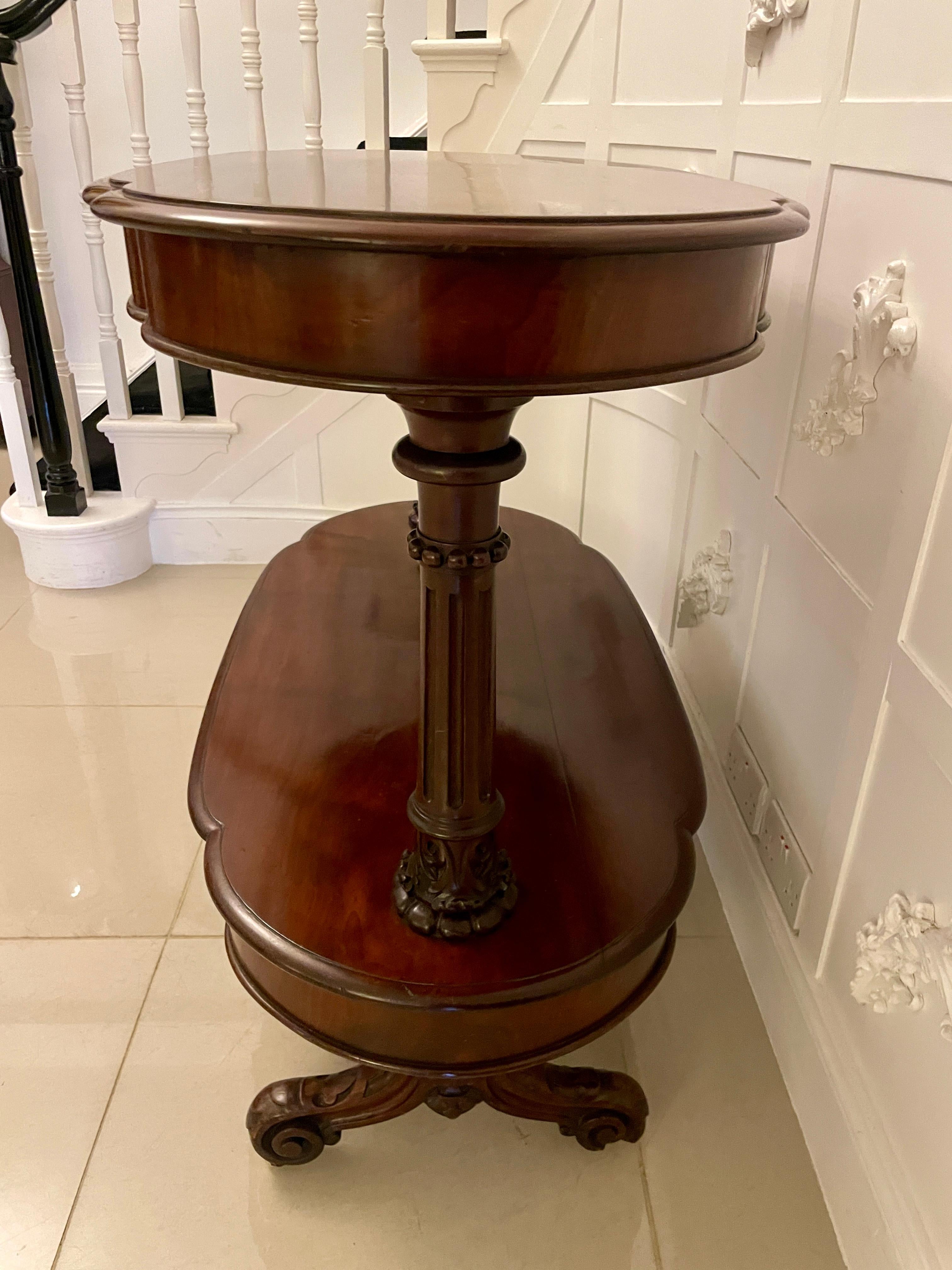 Large Antique Mahogany Oval Shaped Freestanding Serving/Console Table For Sale 7