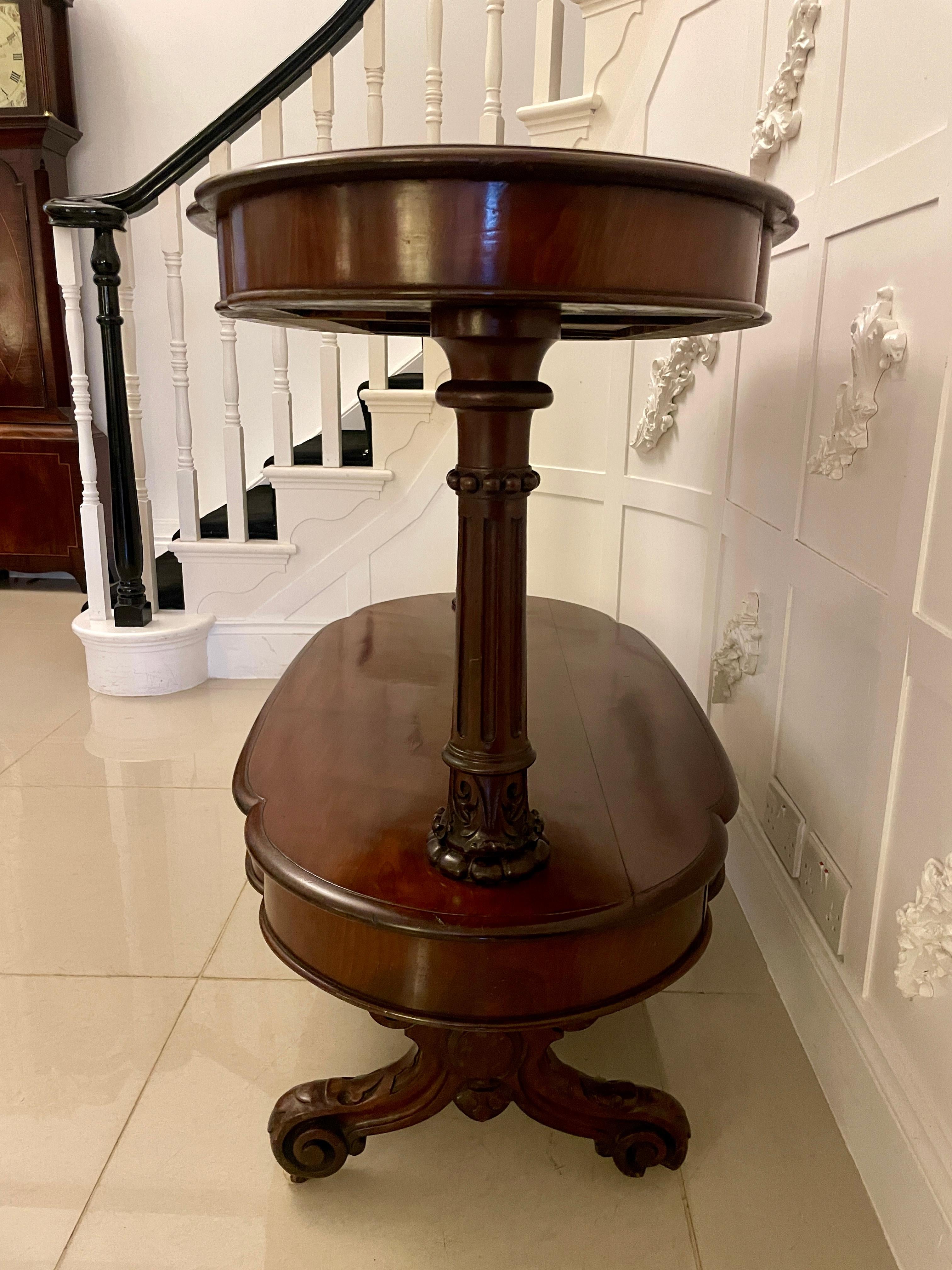 Large Antique Mahogany Oval Shaped Freestanding Serving/Console Table For Sale 8