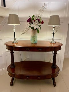 Large Antique Mahogany Oval Shaped Freestanding Serving/Console Table
