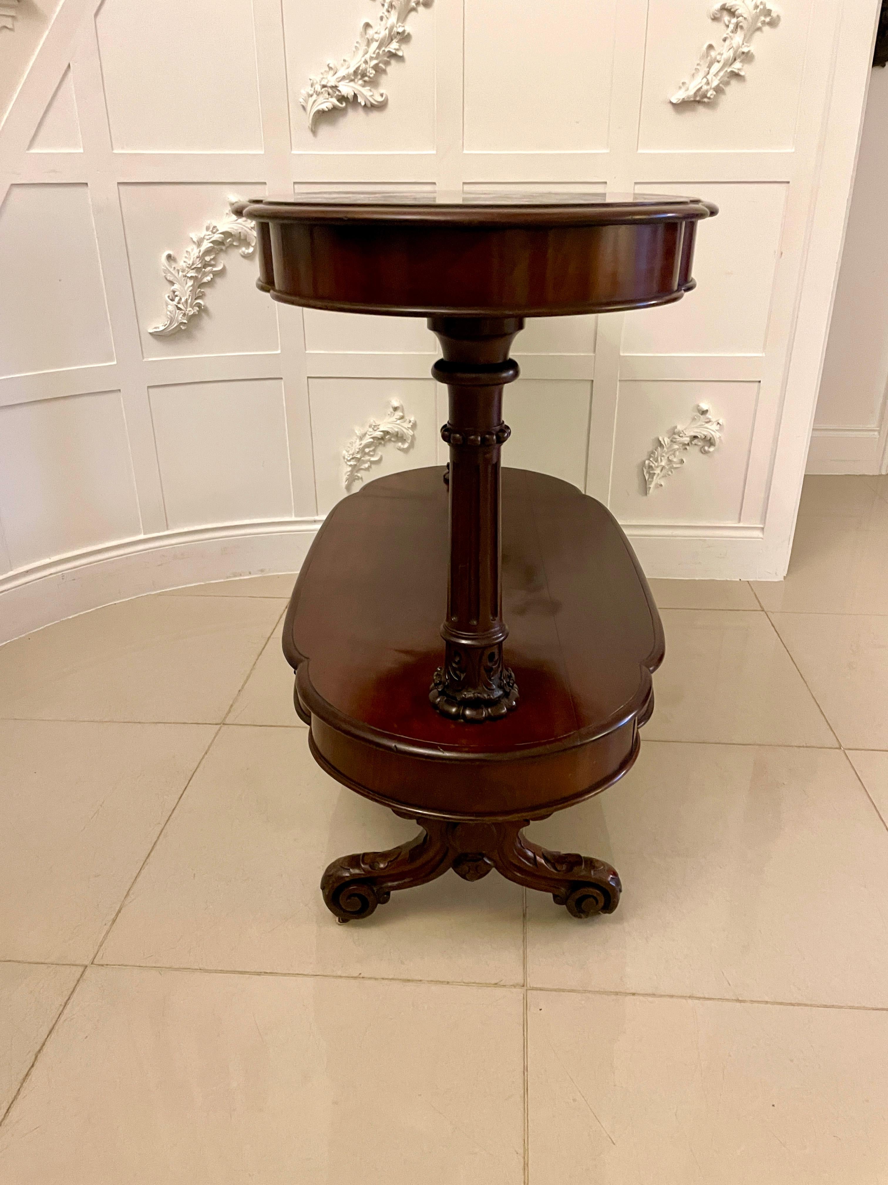19th Century Large Antique Mahogany Oval Shaped Freestanding Serving/Console Table For Sale