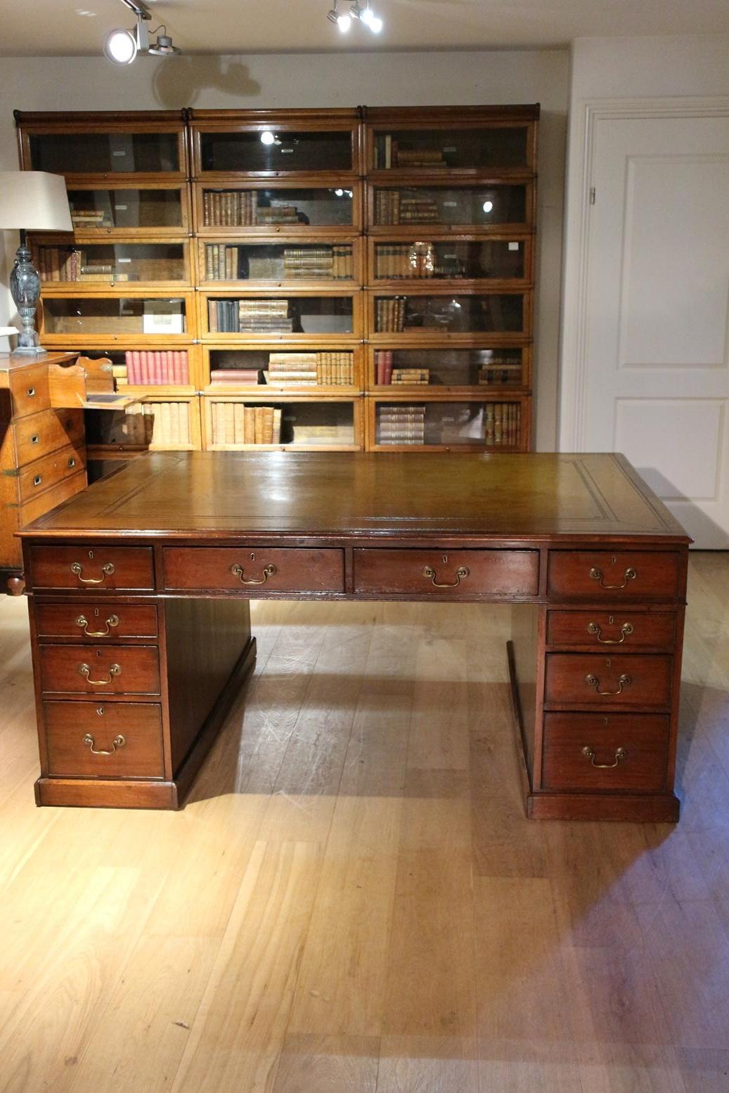 Large Antique Mahogany Partner Desk 4