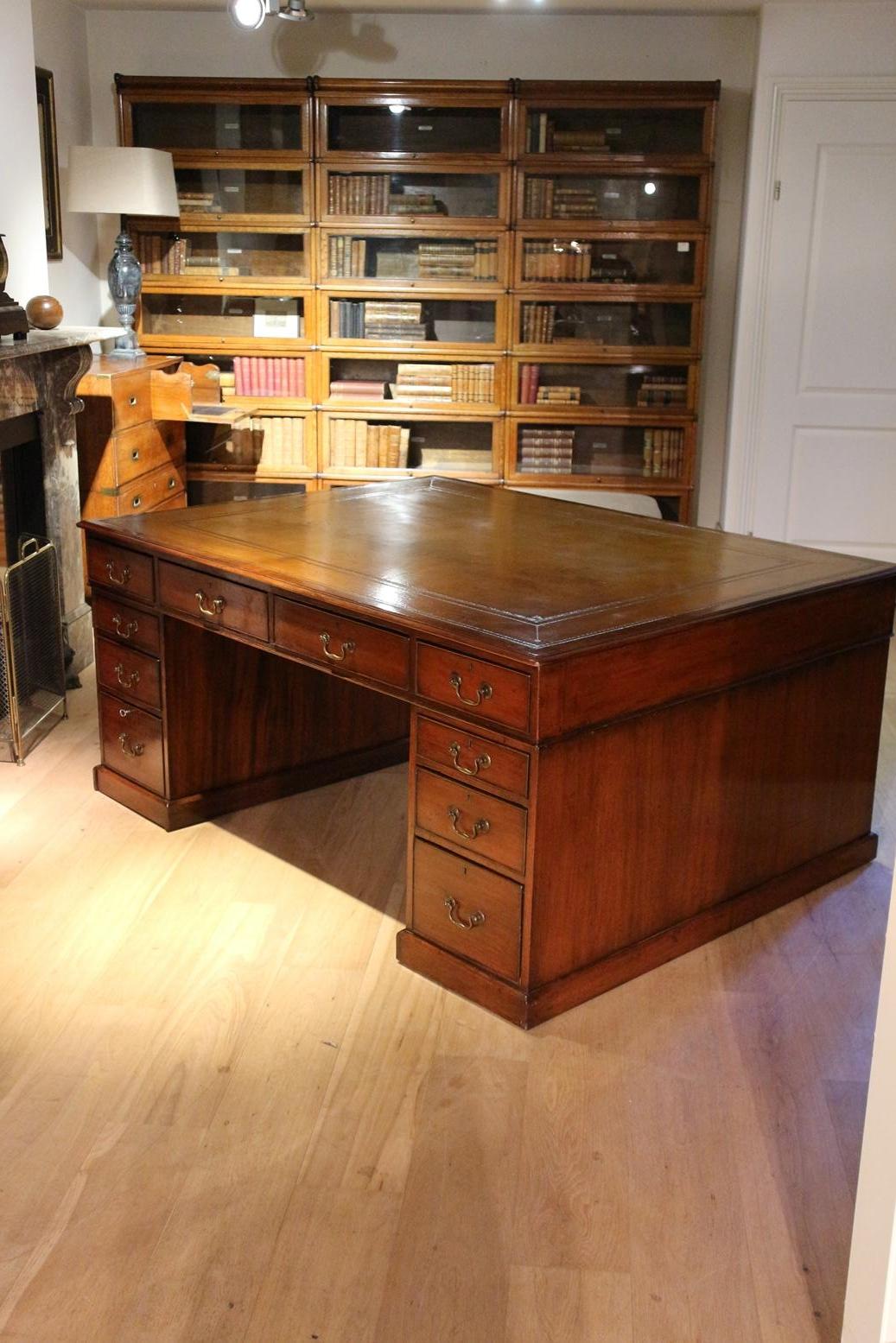 Large Antique Mahogany Partner Desk 3