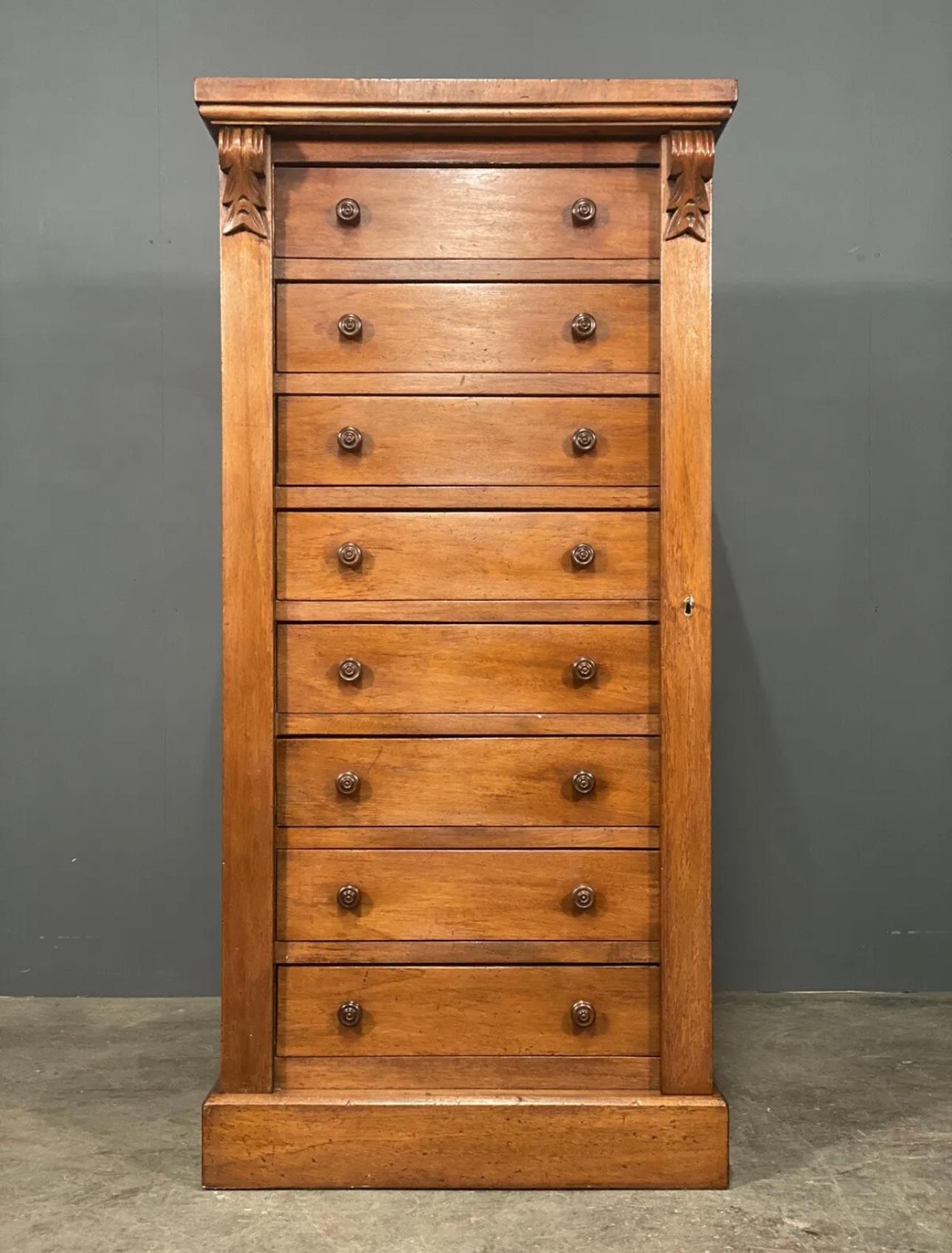 Large Antique Mahogany Wellington Chest For Sale 3