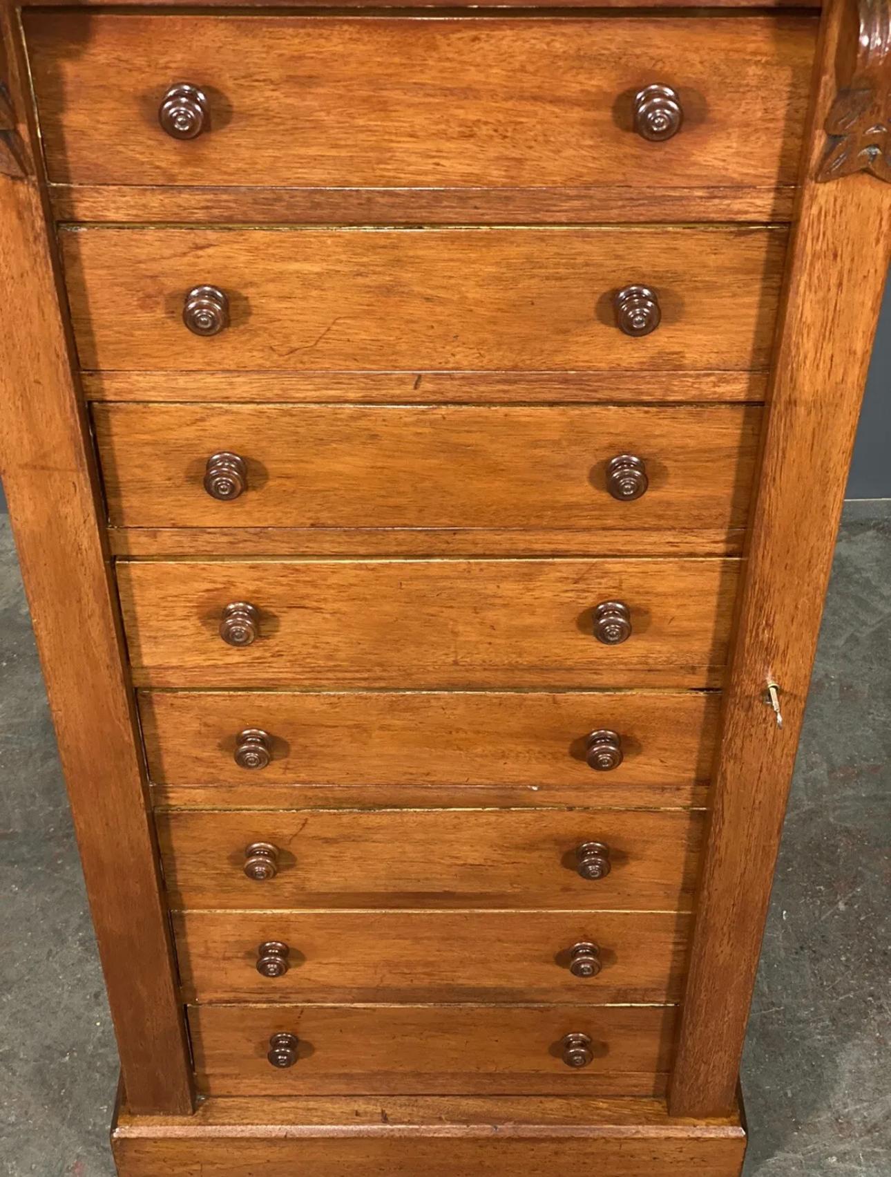 Early 20th Century Large Antique Mahogany Wellington Chest For Sale