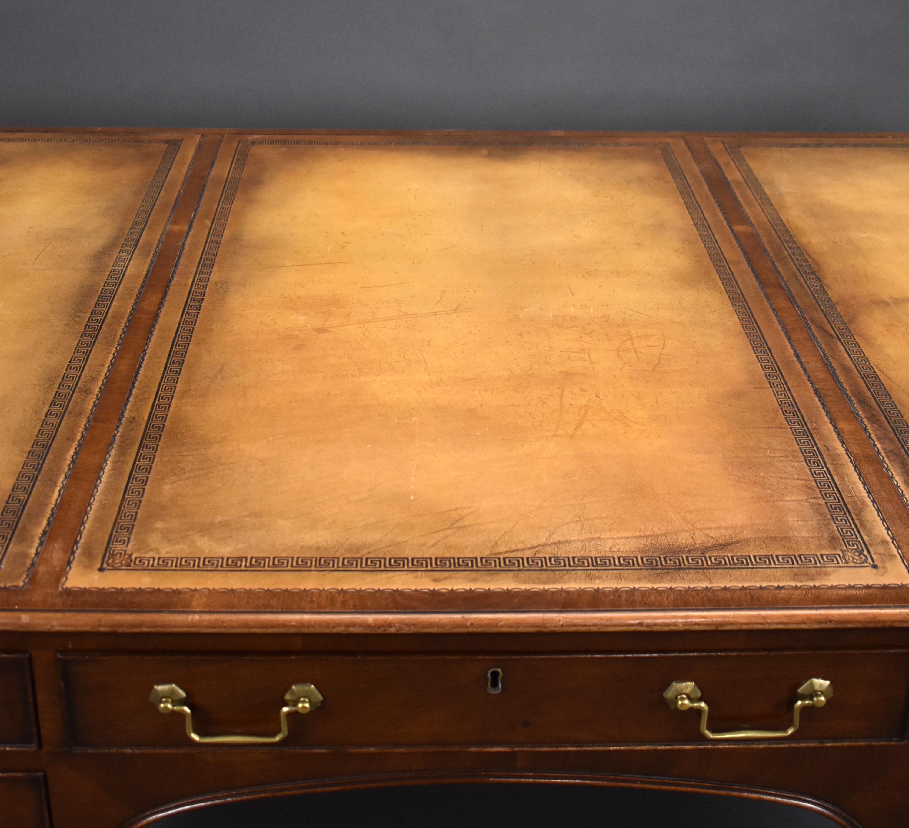 Large Antique Mahogany Writing Table For Sale 9