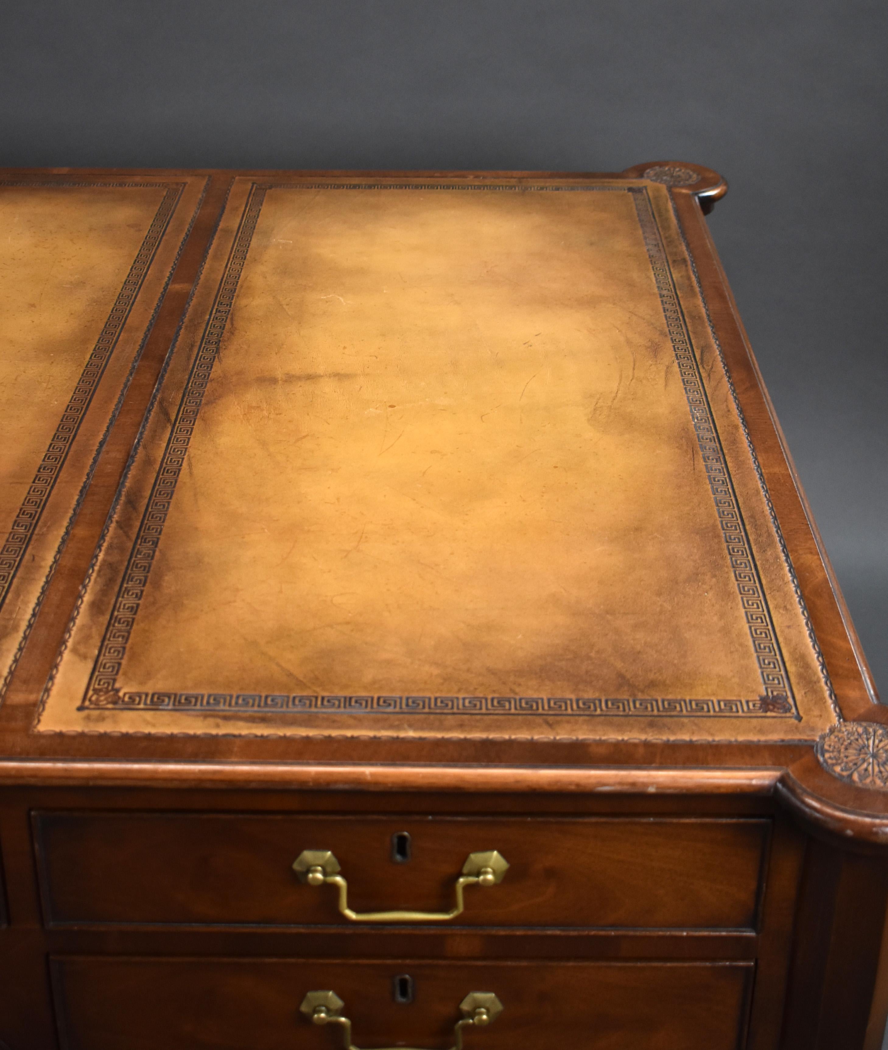 Large Antique Mahogany Writing Table For Sale 10